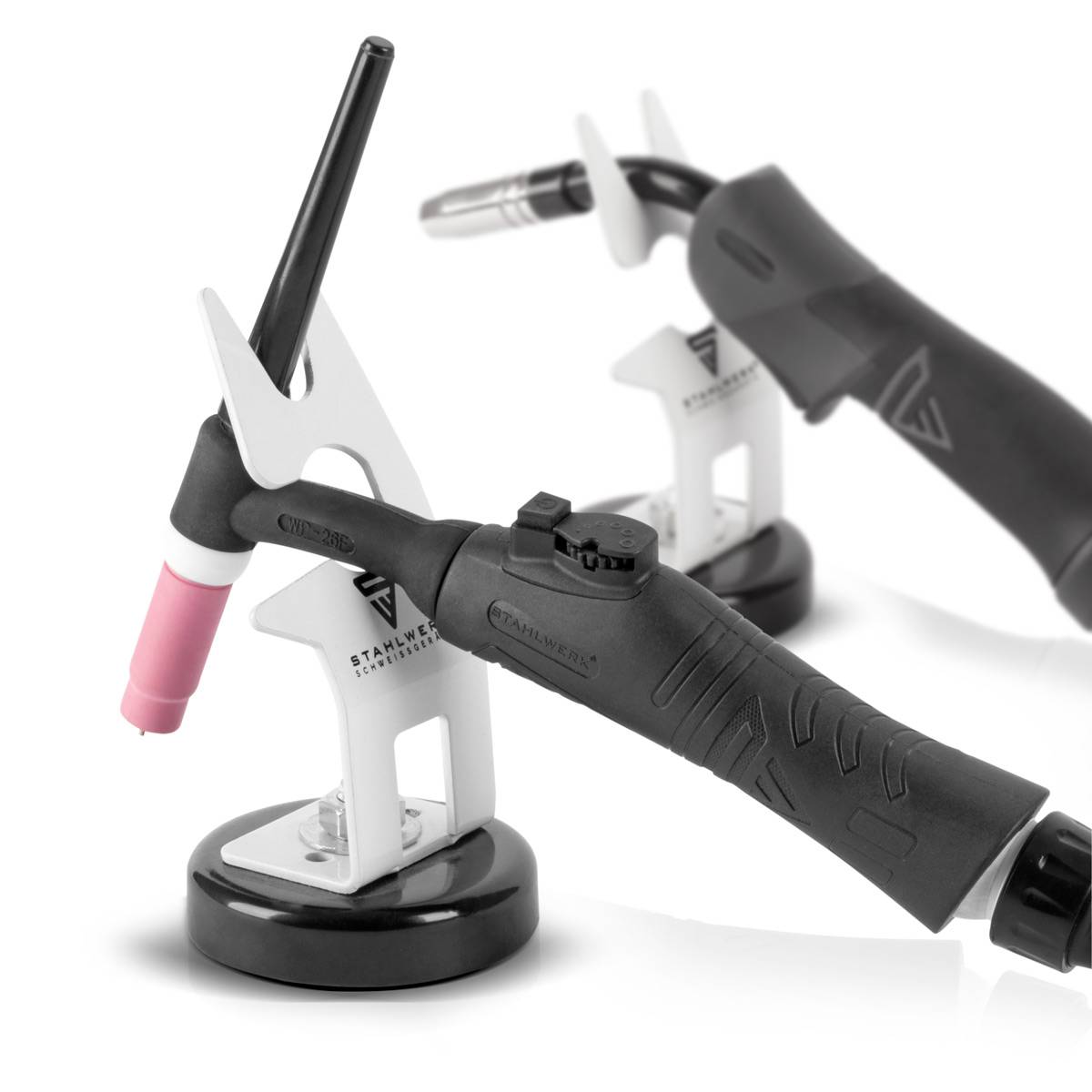 STAHLWERK Schweißbrenner-Halterung mit magnetischem Standfuß weiß Wig Mig Plasma