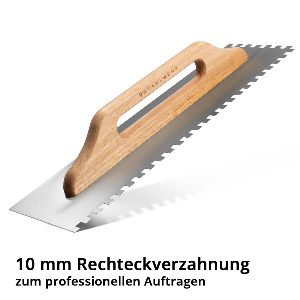 STAHLWERK Zweihand-Glättekelle 140 x 500 mm mit 10 mm Rechteckverzahnung