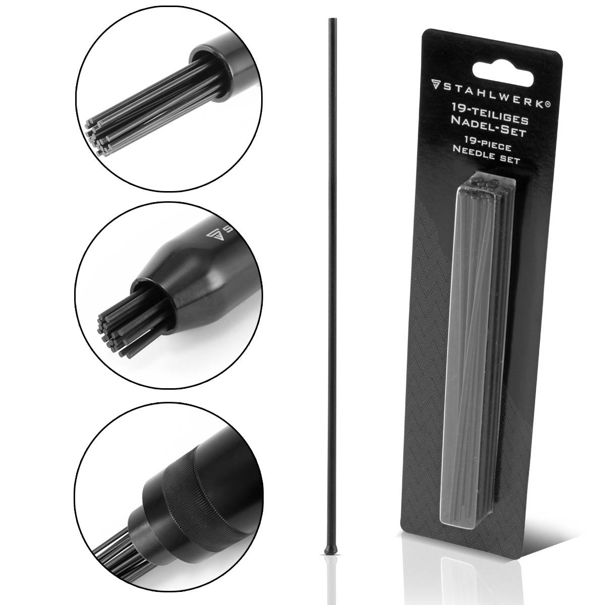 STAHLWERK Stahlnadel-Set 19-teilig für Nadelentroster