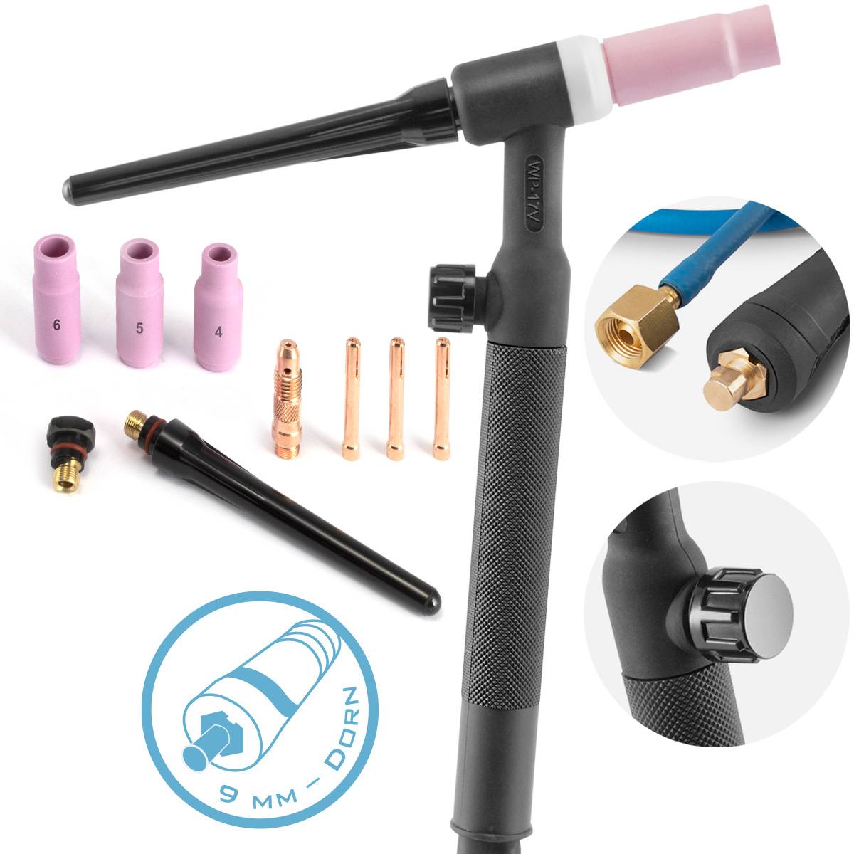 STAHLWERK Schweißbrenner Lift-Tig-Brenner WP-17V 4m Schlauchpaket 9mm Dorn