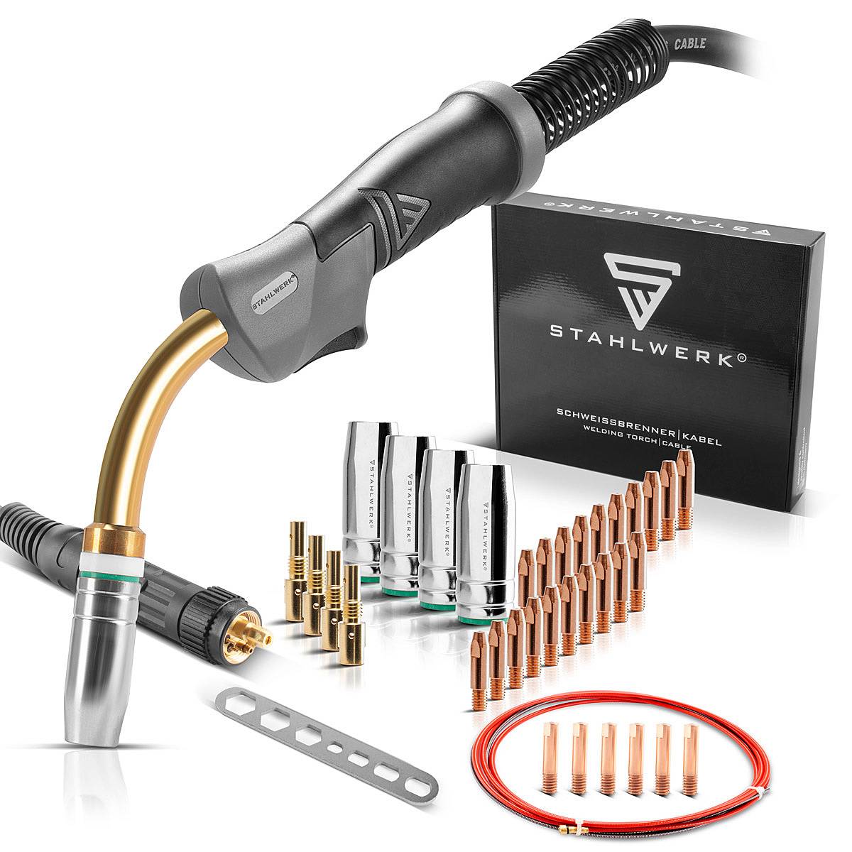 STAHLWERK Verschleißteile Set MIG MAG Alu 28 Teile für AK25/MB25 Schweißbrenner