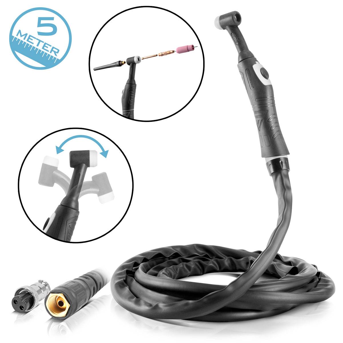 STAHLWERK Schweißbrenner WIG WP-26 mit 5 Meter Schlauchpaket bis 200A