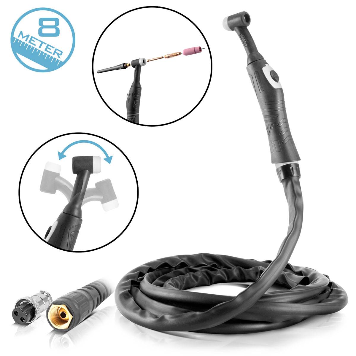 STAHLWERK Schweißbrenner WIG WP-26 F 8 m Schlauchpaket bis 200A