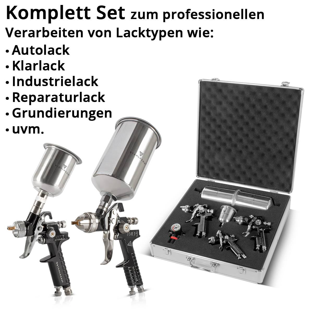 STAHLWERK HVLP Lackierpistolen SGS-1125 ST 21-teilges Set