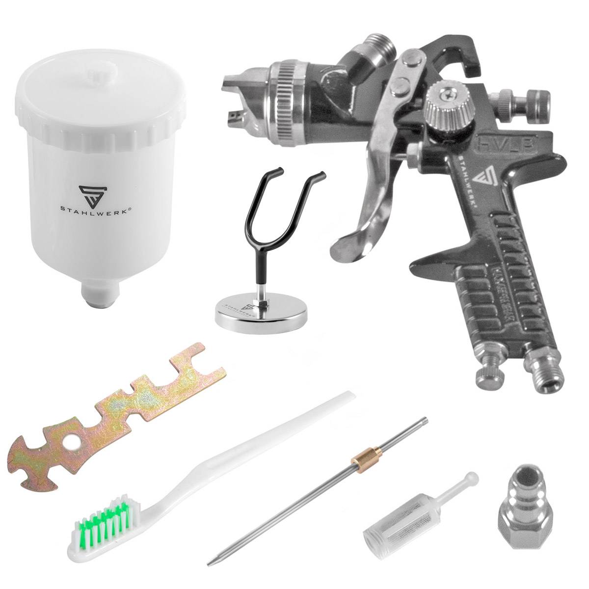 STAHLWERK HVLP Lackierpistole SG-600 ST mit 1,4 mm Düse und 600 ml Fließbecher
