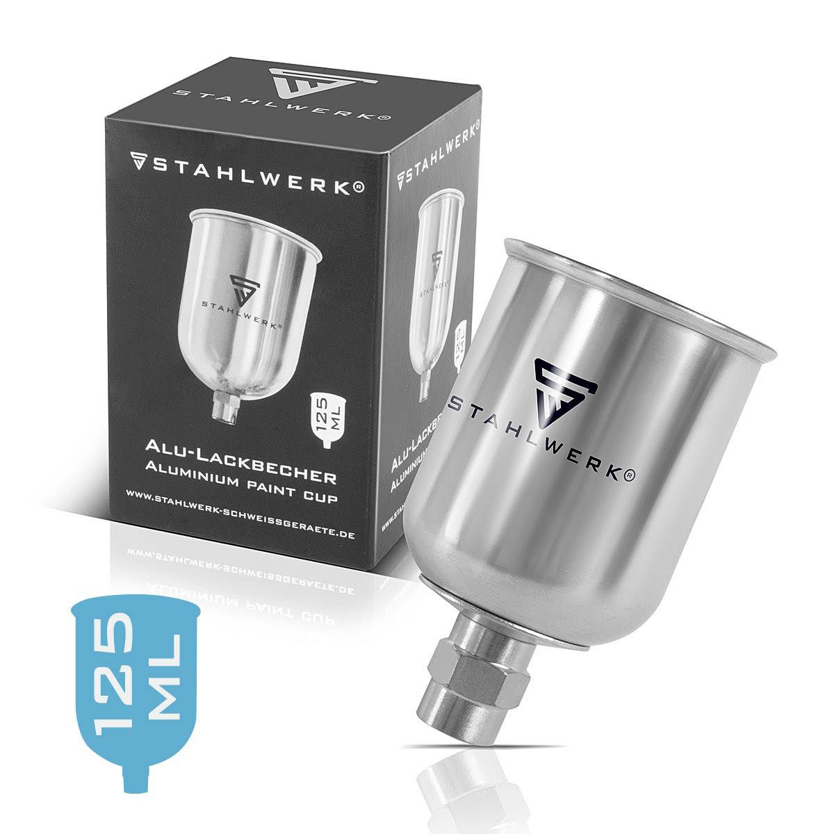 STAHLWERK Alu Fließbecher 125 ml Farbbecher für Lackierpistole