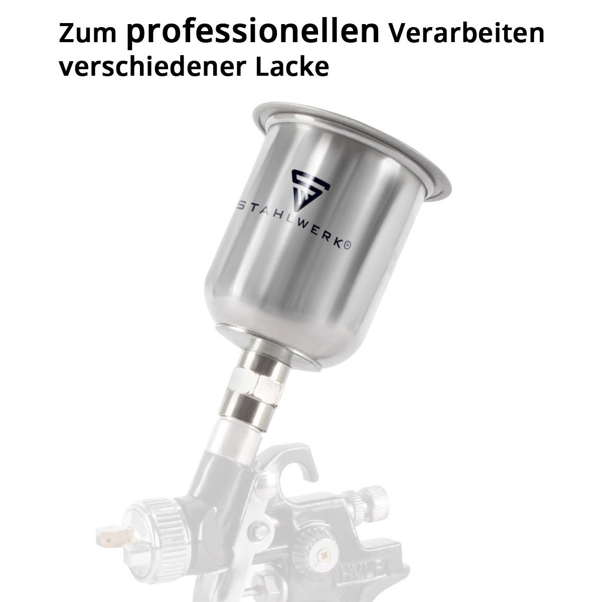 STAHLWERK Alu Fließbecher 125 ml Farbbecher für Lackierpistole