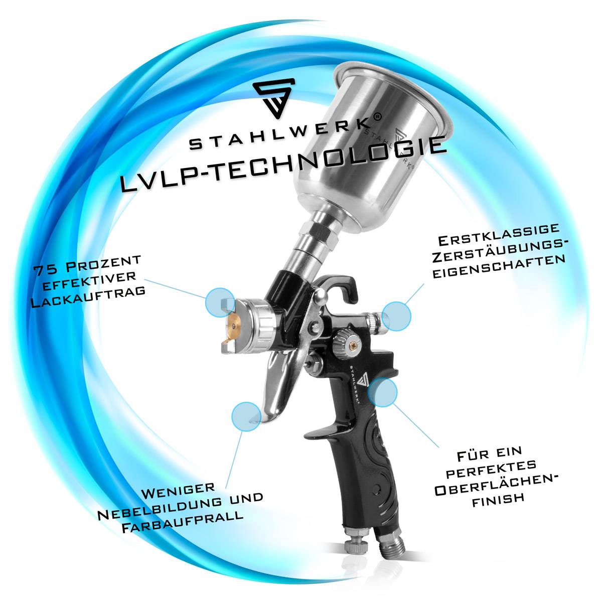 STAHLWERK Alu Fließbecher 125 ml Farbbecher für Lackierpistole