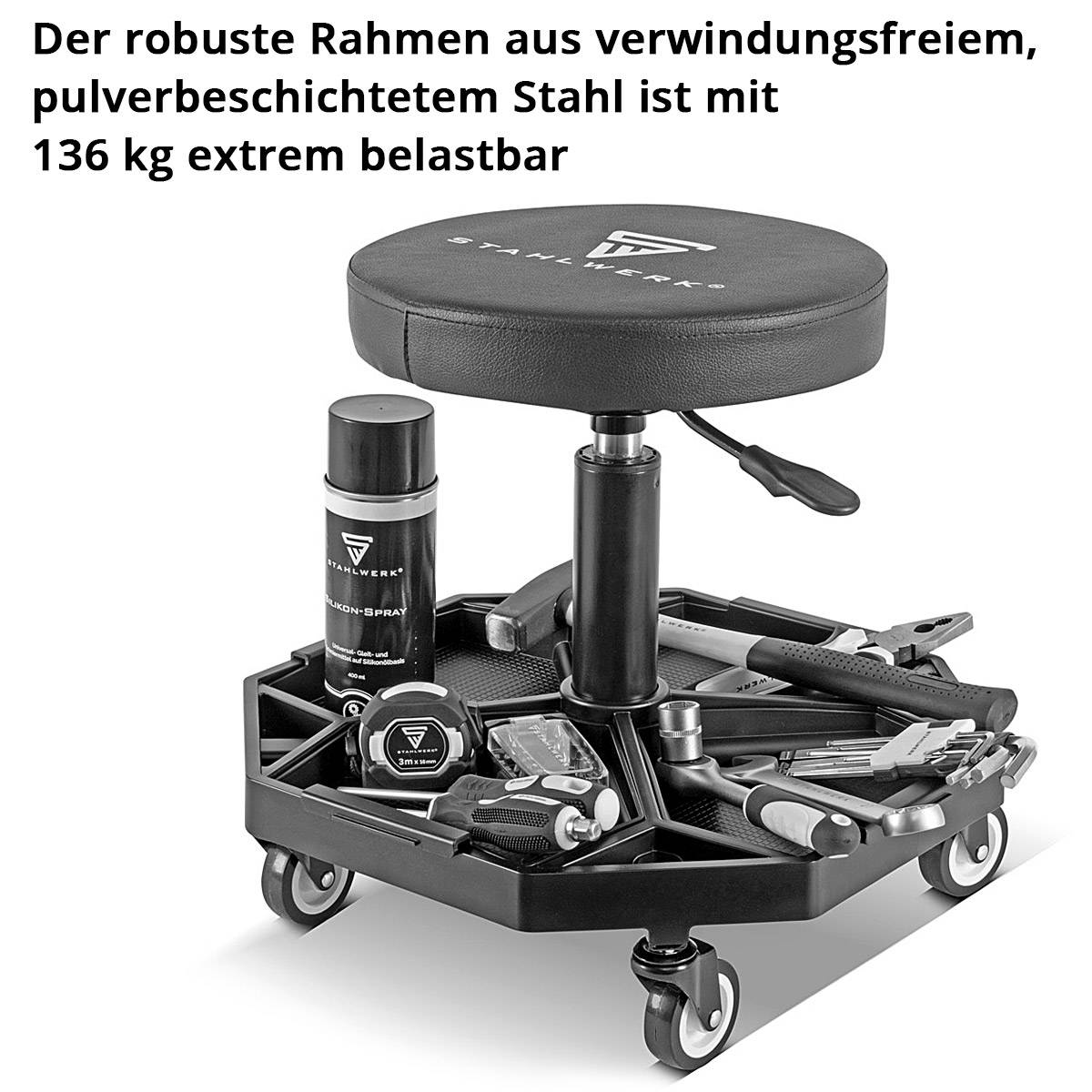 STAHLWERK Werkstatthocker WRH-136 ST bis 136 kg belastbar höhenverstellbar