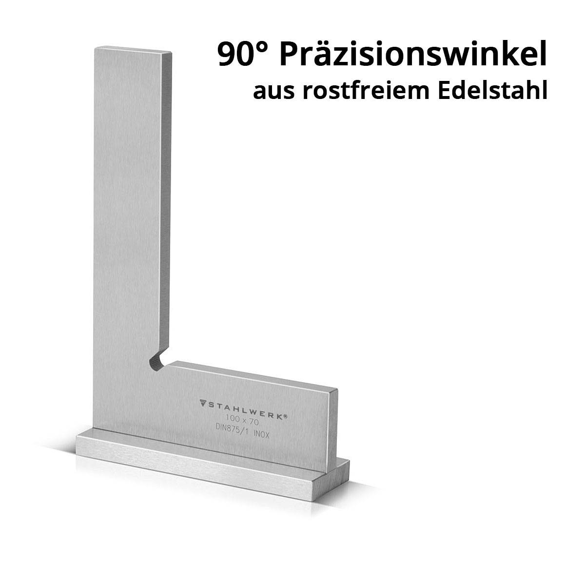 STAHLWERK Anschlagwinkel 90° 100 x 70 mm DIN 875/1 aus rostfreiem Edelstahl
