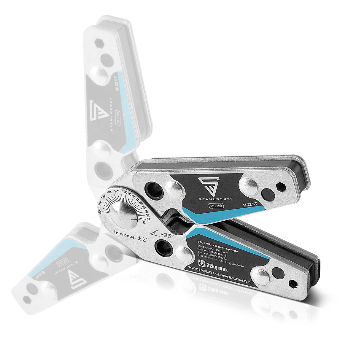 STAHLWERK Magnet-Schweißwinkel einstellbare Winkeln 20° - 200° 22 kg / 48 lbs