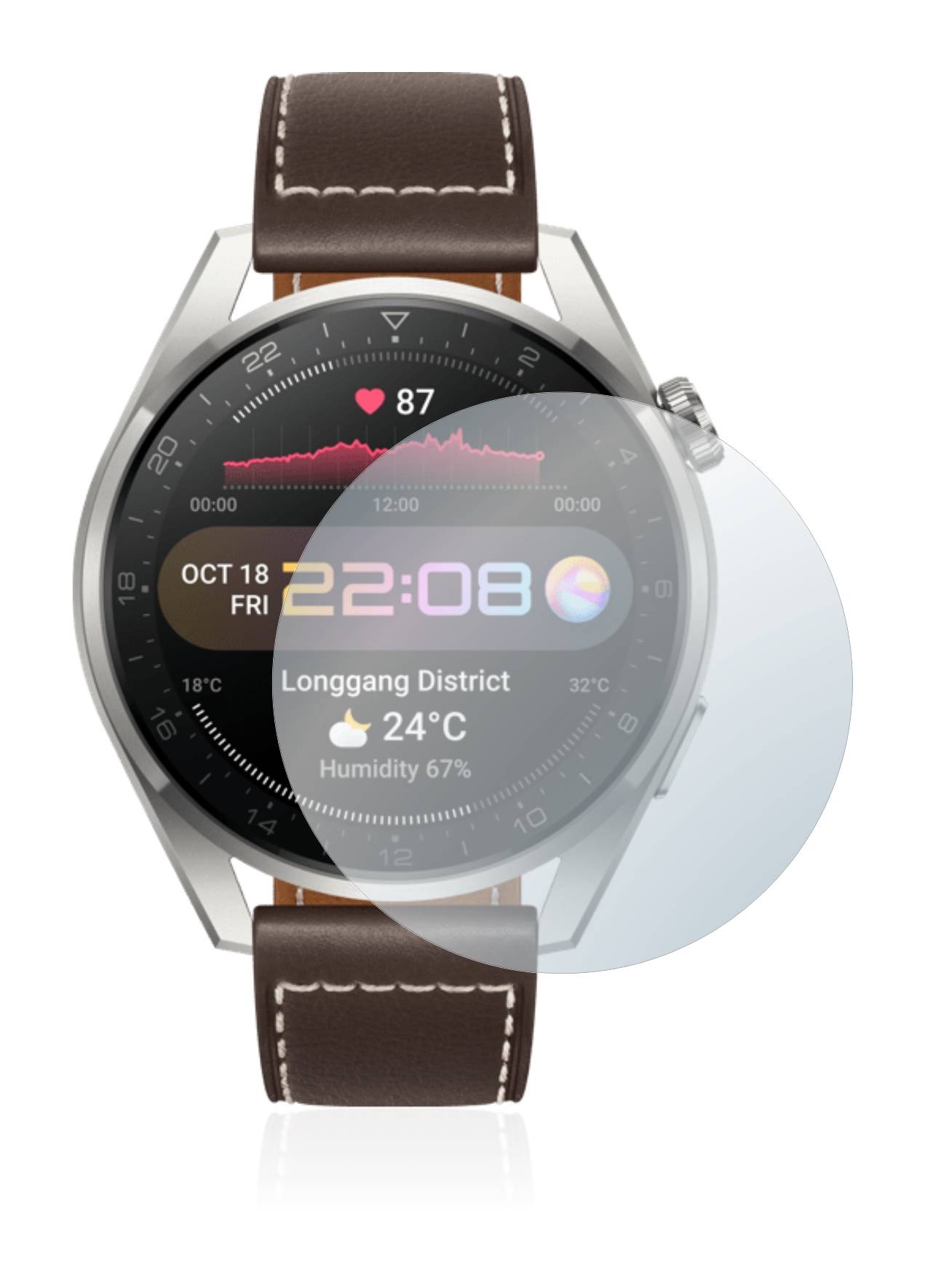 upscreen Hybrid Glas Schutz-Folie für Huawei Watch 3 Pro