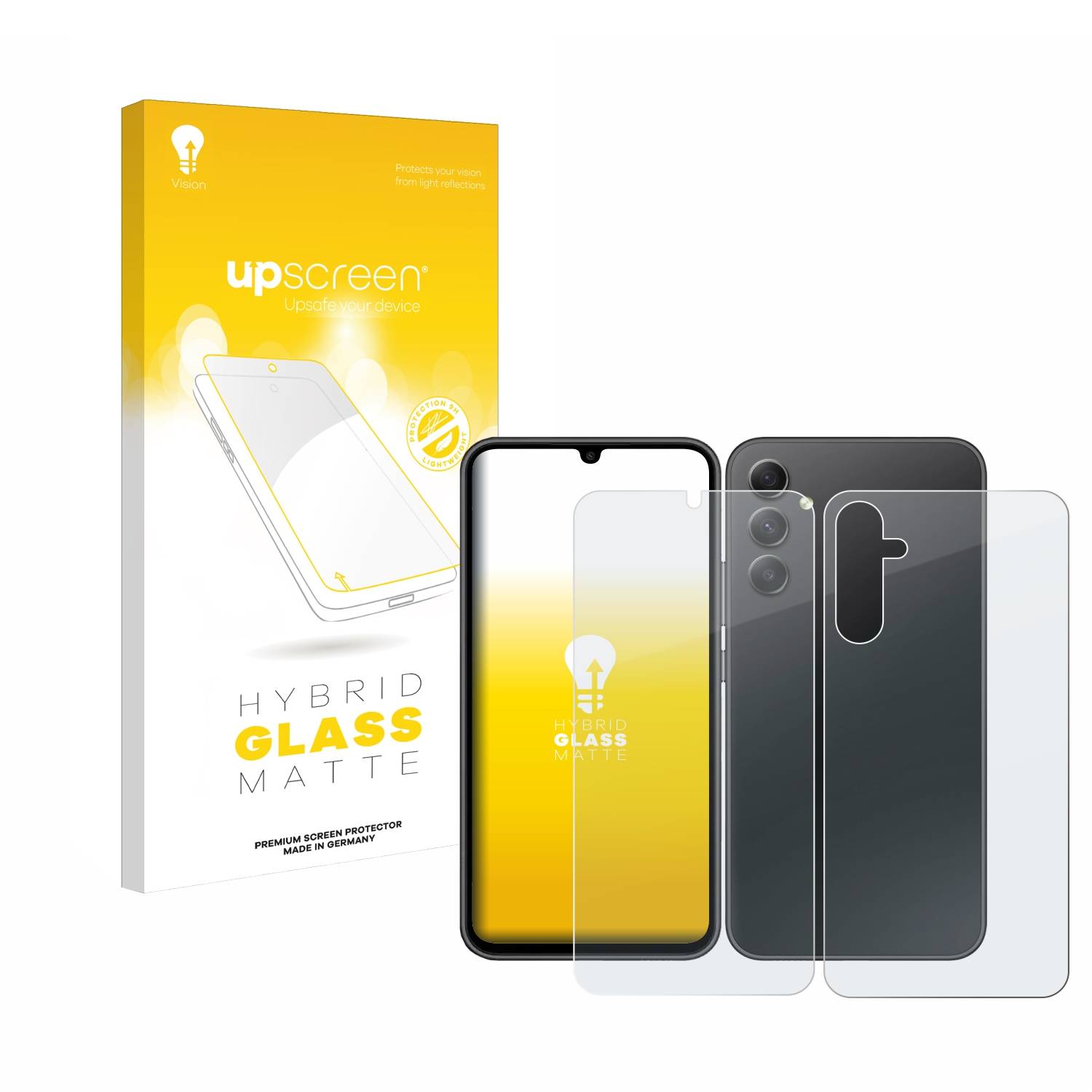 upscreen Hybrid Glas Matt Schutz-Folie für Samsung Galaxy A34 5G (Display+Rückseite)