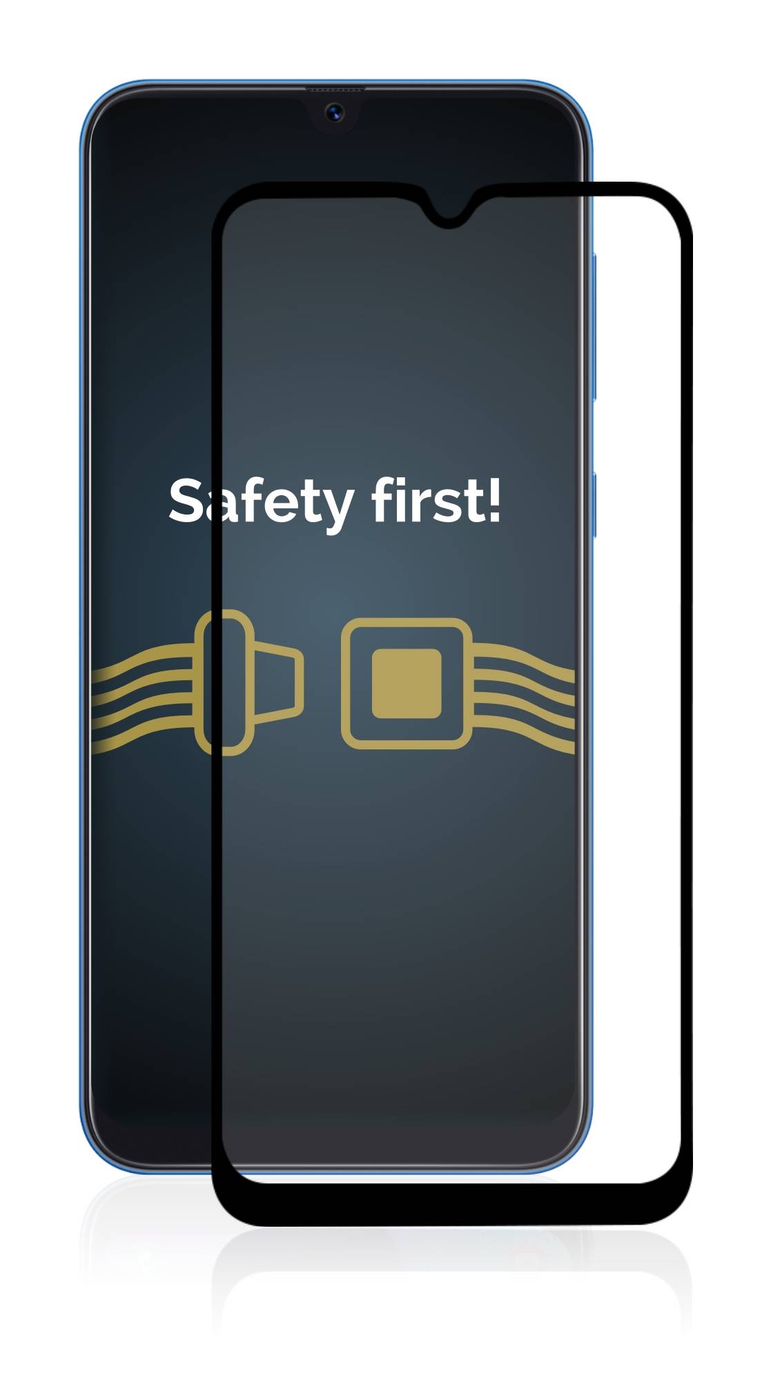 Savvies Full-Screen Schutz Schutz-Glas für Samsung Galaxy A50 (schwarz)