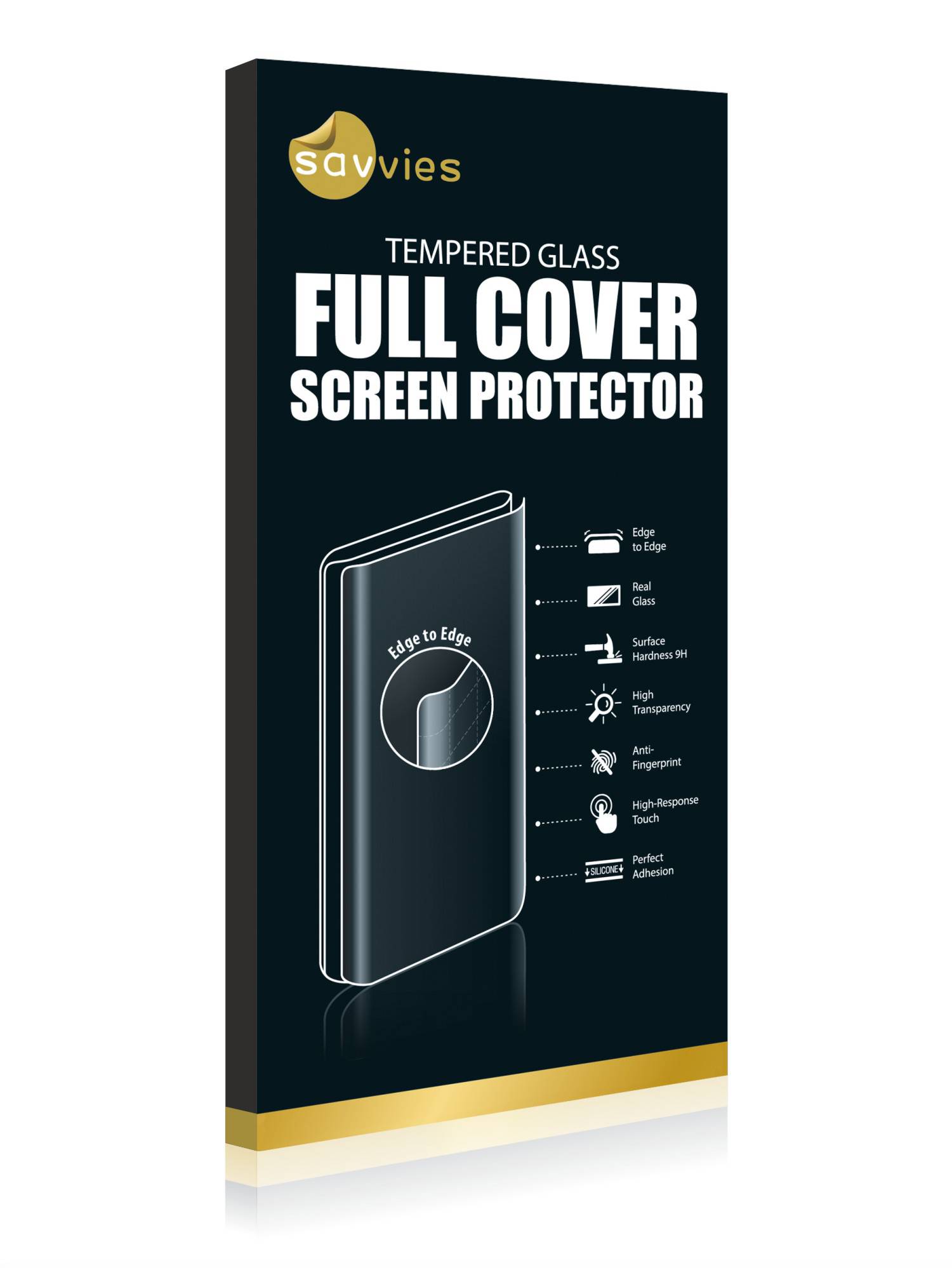 Savvies Full-Screen Schutz Schutz-Glas für Samsung Galaxy A50 (schwarz)