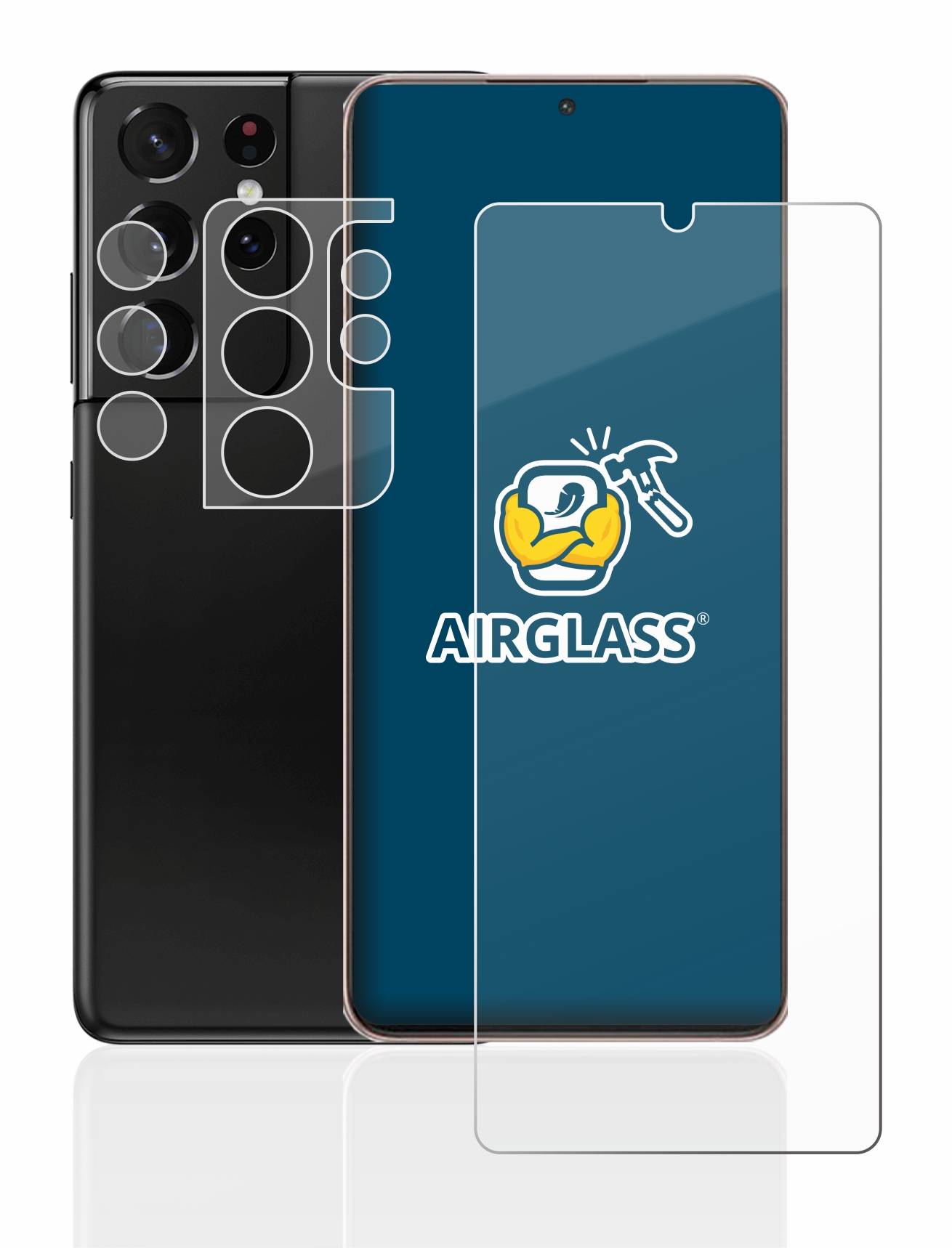 BROTECT AirGlass Glas Schutz-Folie für Samsung Galaxy S21 Ultra 5G (Display+Kamera) - Schutzglas