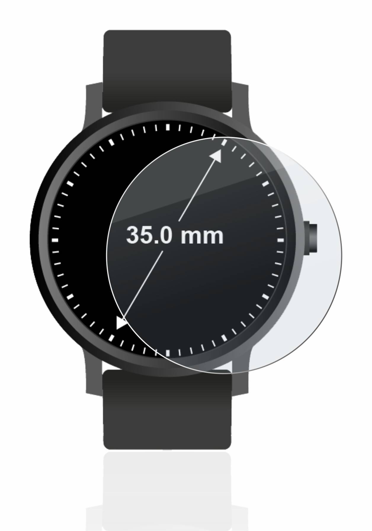 upscreen Hybrid Glas Matt Schutz-Folie für Armbanduhren (Kreisrund, ø: 35 mm)