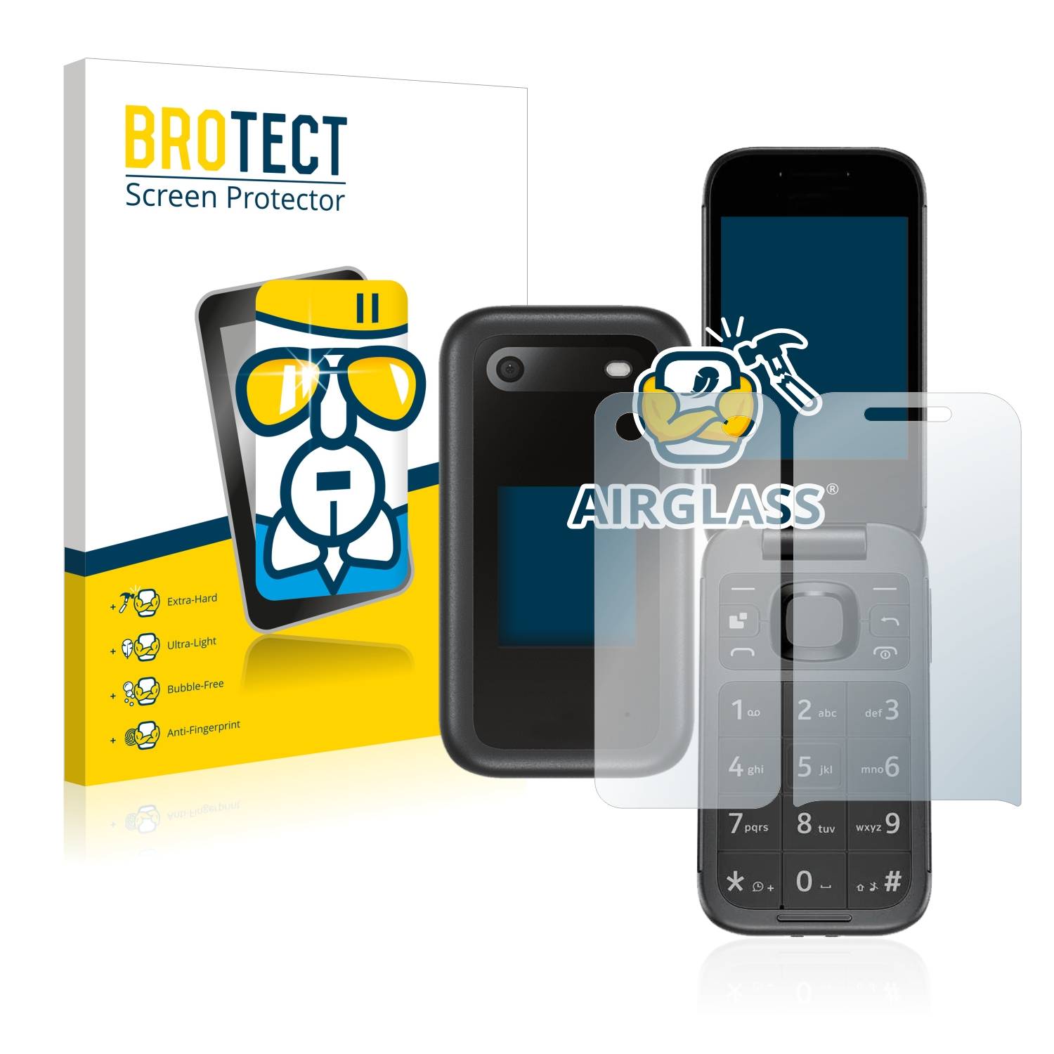 BROTECT AirGlass Glas Panzer-Folie für Nokia 2660 Flip (Display+Rückseite) - Schutzglas