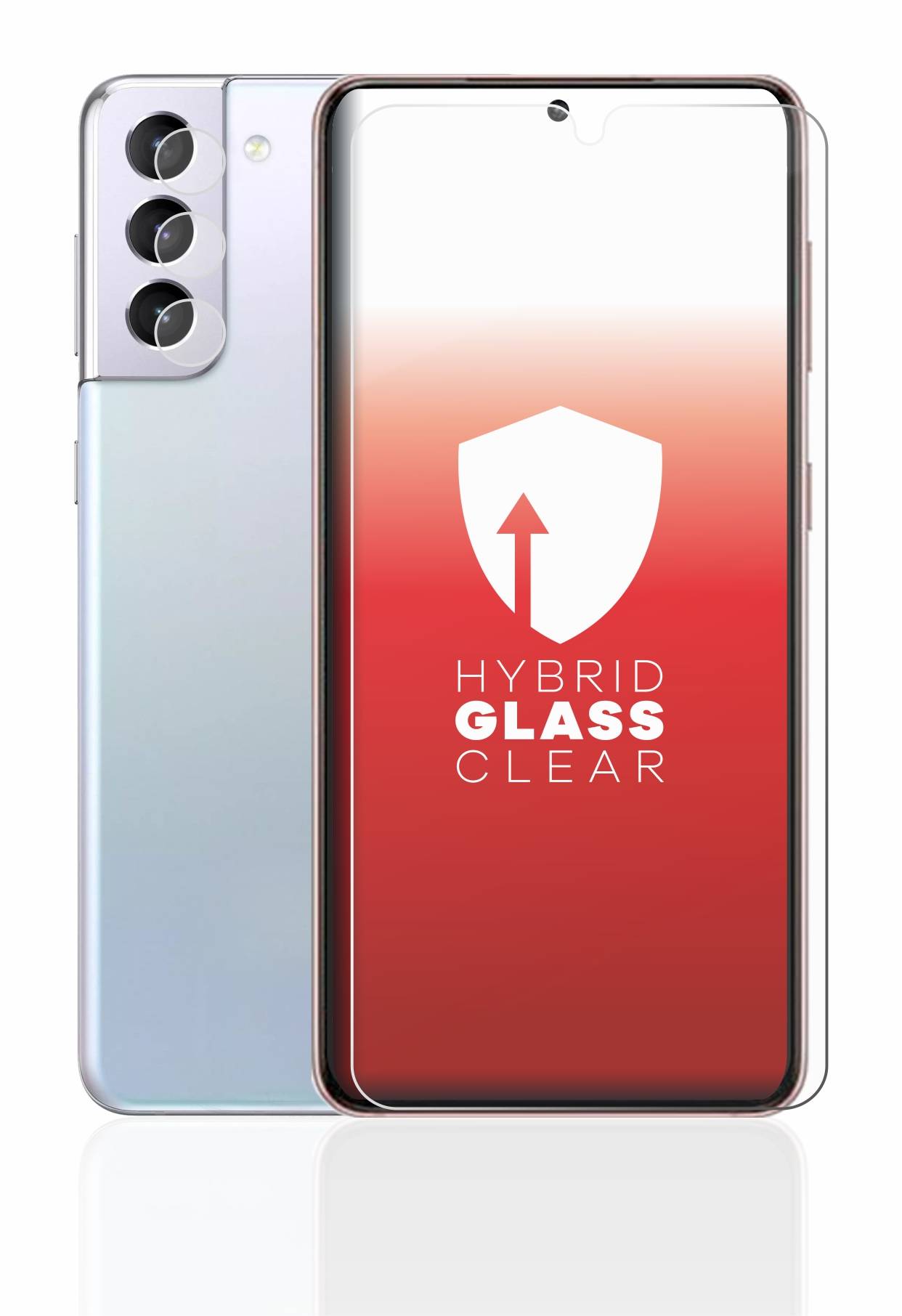 upscreen Hybrid Glas Panzer-Folie für Samsung Galaxy S21 5G (Display+Kamera)
