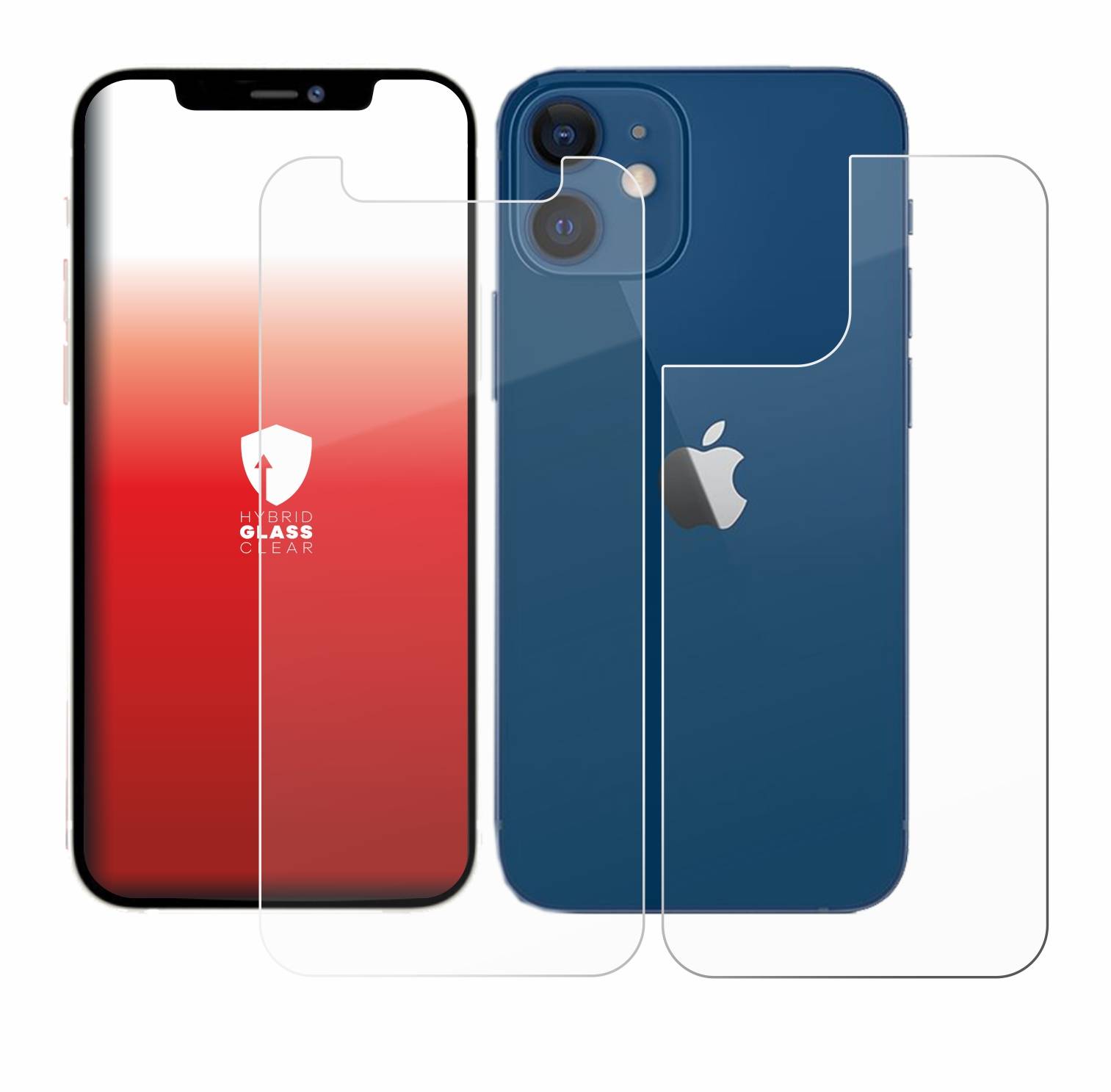 upscreen Hybrid Glas Panzer-Folie für Apple iPhone 12 mini (Display+Rückseite)