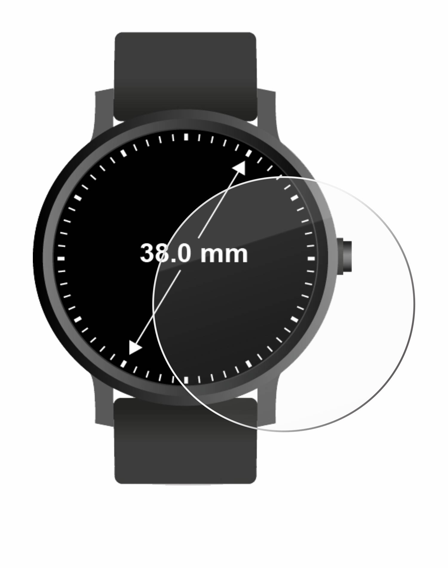 Savvies Clear Schutzglas für Armbanduhren (Kreisrund, ø: 38 mm)