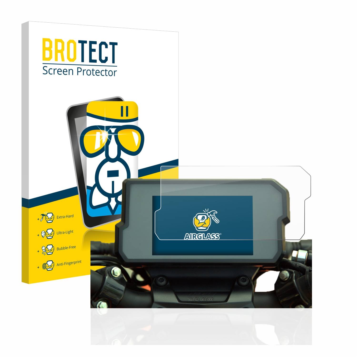 BROTECT AirGlass Flexible Schutz Glas Folie für KTM 390 Duke 2019 Klar Transparent