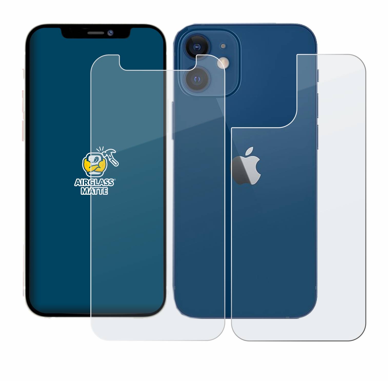 BROTECT AirGlass Matt Glas Schutz Folie für Apple iPhone 12 mini (Display+Rückseite)