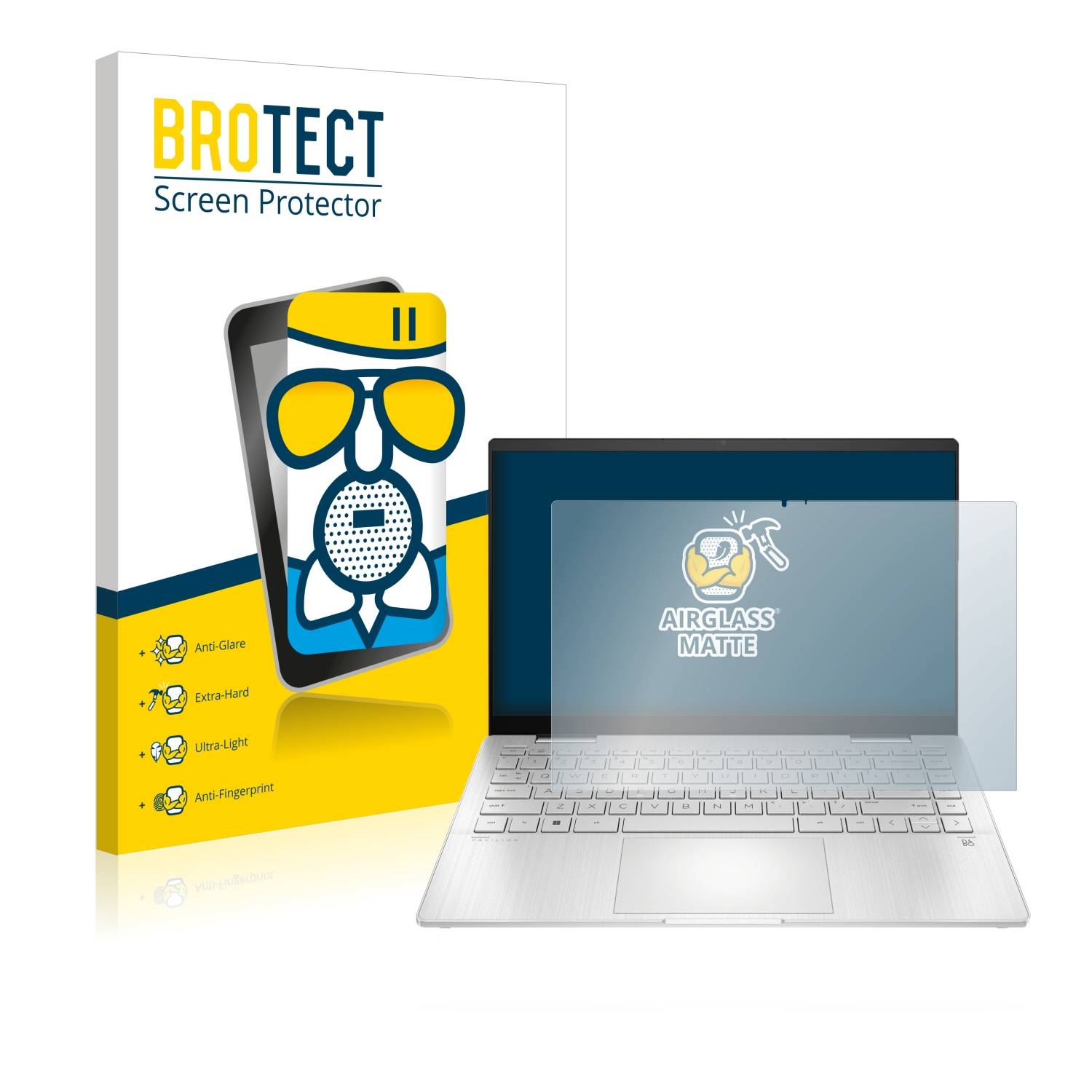 BROTECT AirGlass Flexible Schutz Glas Folie für HP Pavilion x360 2-in-1 (14-ekX) Matt Entspiegelt