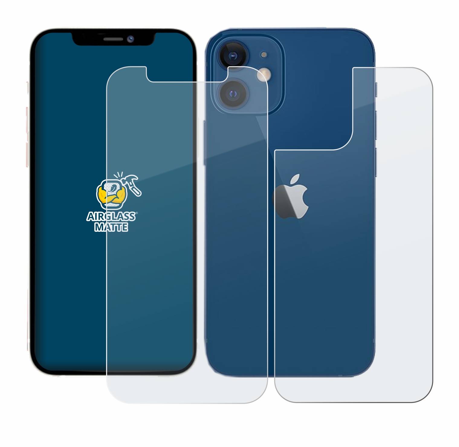 BROTECT AirGlass Matt Glas Panzer Folie für Apple iPhone 12 (Display+Rückseite)