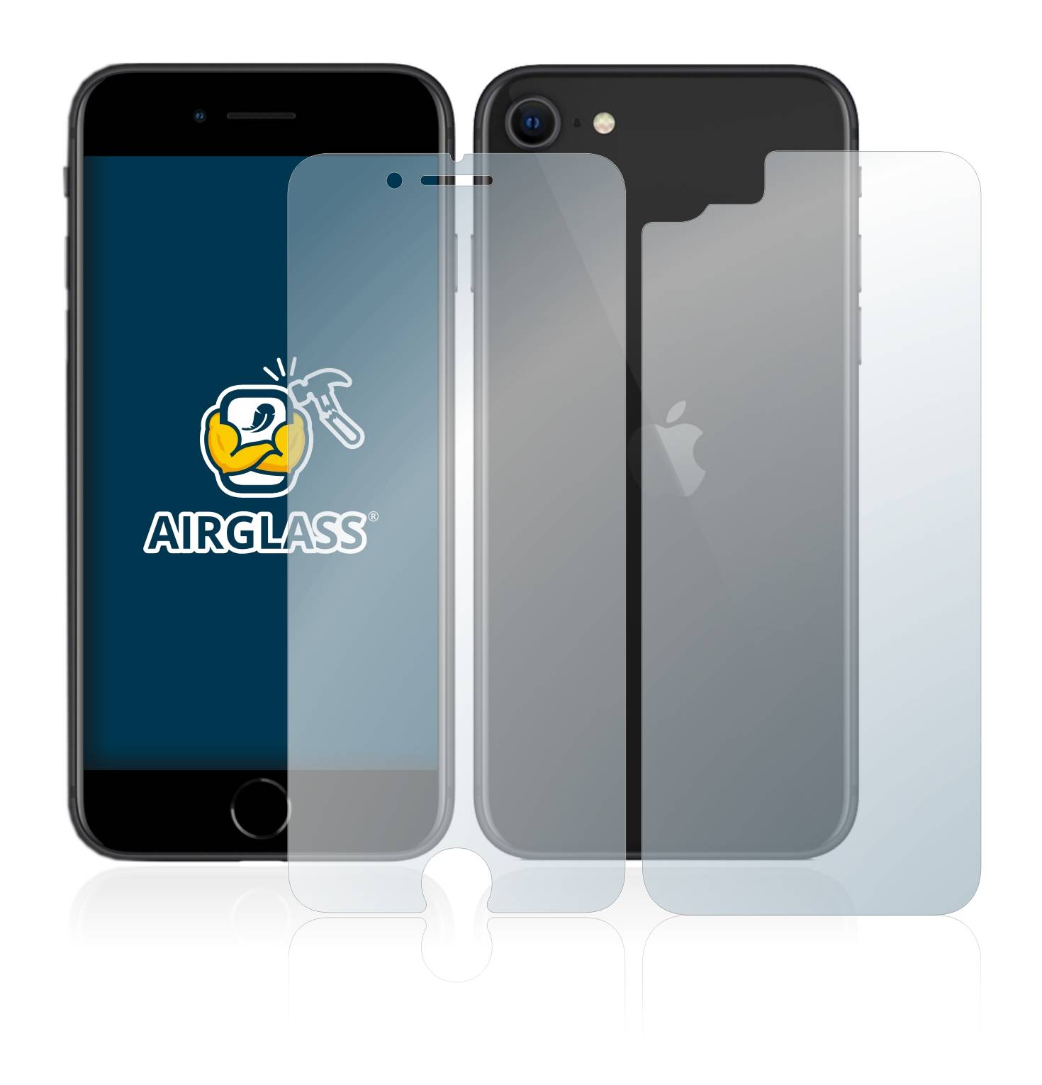 BROTECT AirGlass Glas Schutz-Folie für Apple iPhone SE 2 2020 (Display+Rückseite) - Schutzglas