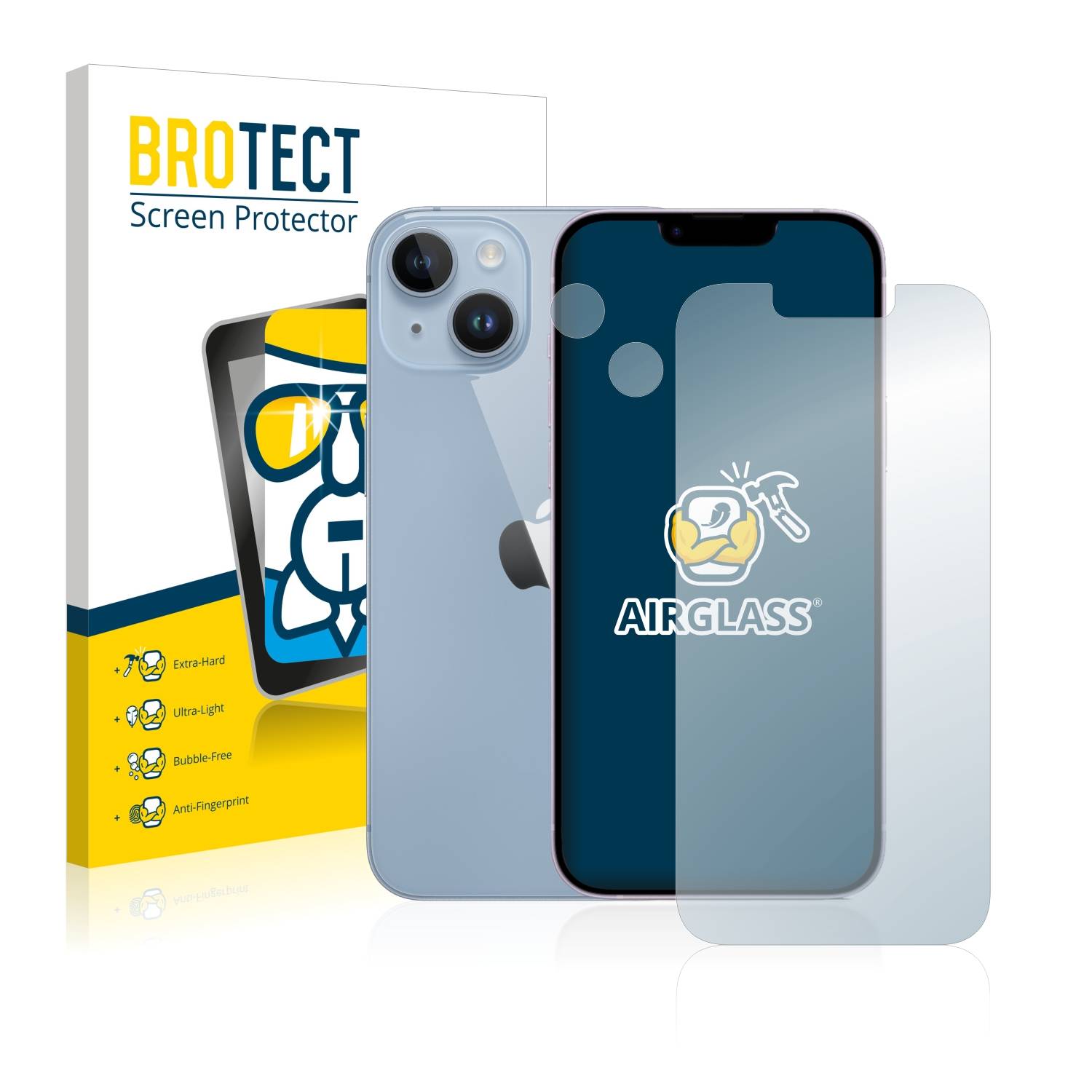 BROTECT AirGlass Glas Schutz-Folie für Apple iPhone 14 (Display+Kamera) - Schutzglas