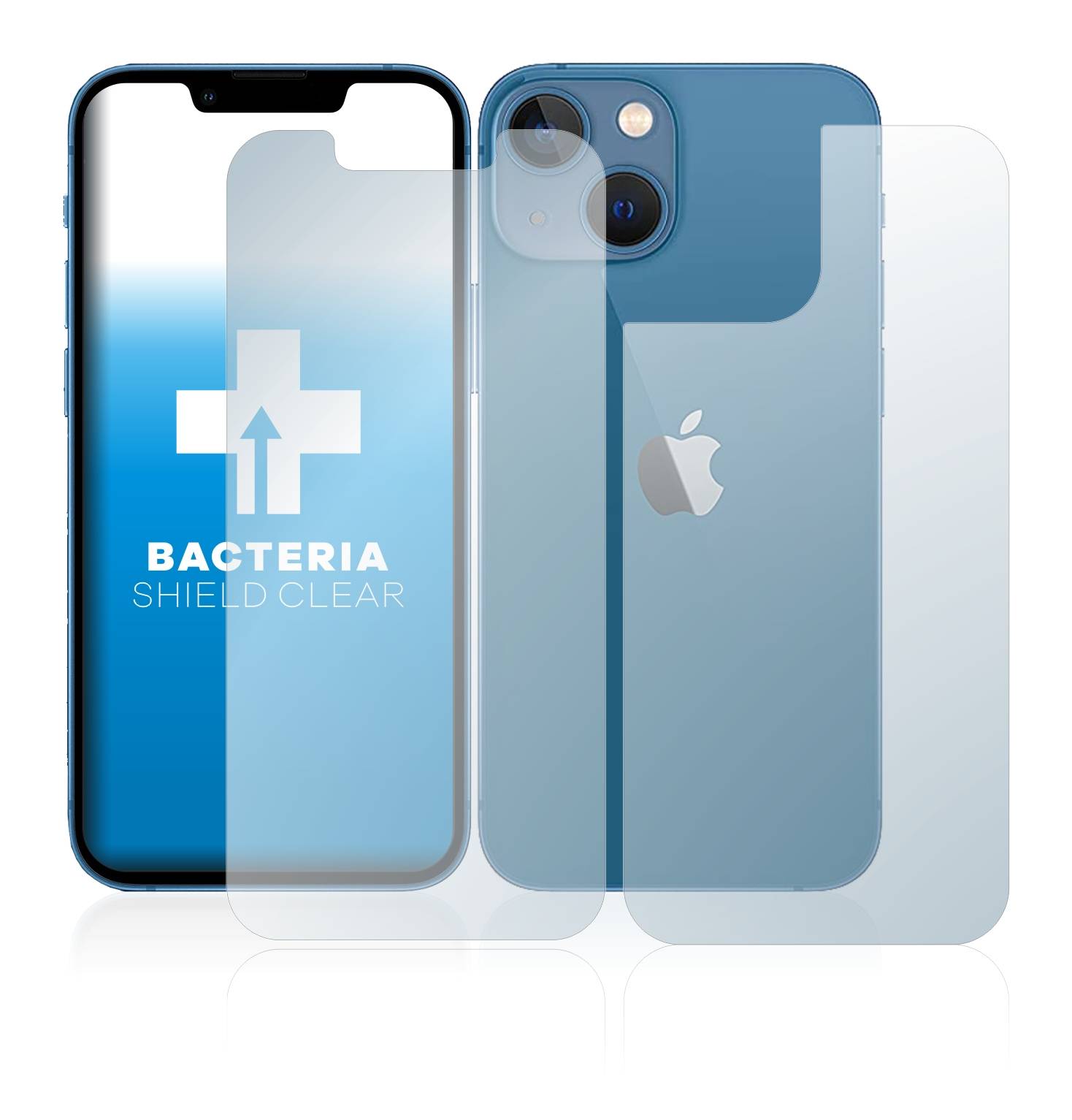 upscreen Bacteria Shield Schutzfolie für Apple iPhone 13 mini (Display+Rückseite) - Antibakteriell