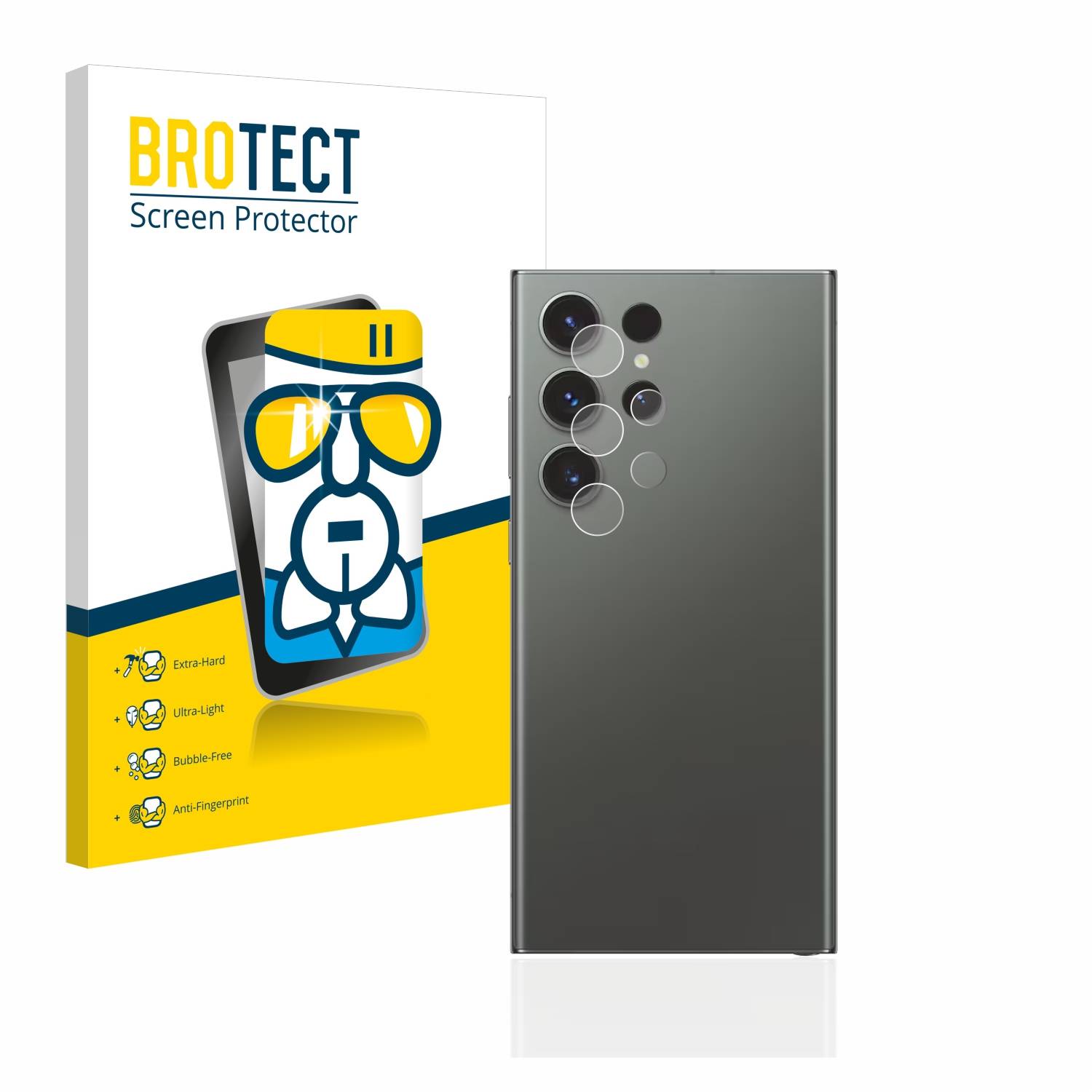 BROTECT AirGlass Glas Schutz-Folie für Samsung Galaxy S23 Ultra (NUR Kameraschutz) - Schutzglas