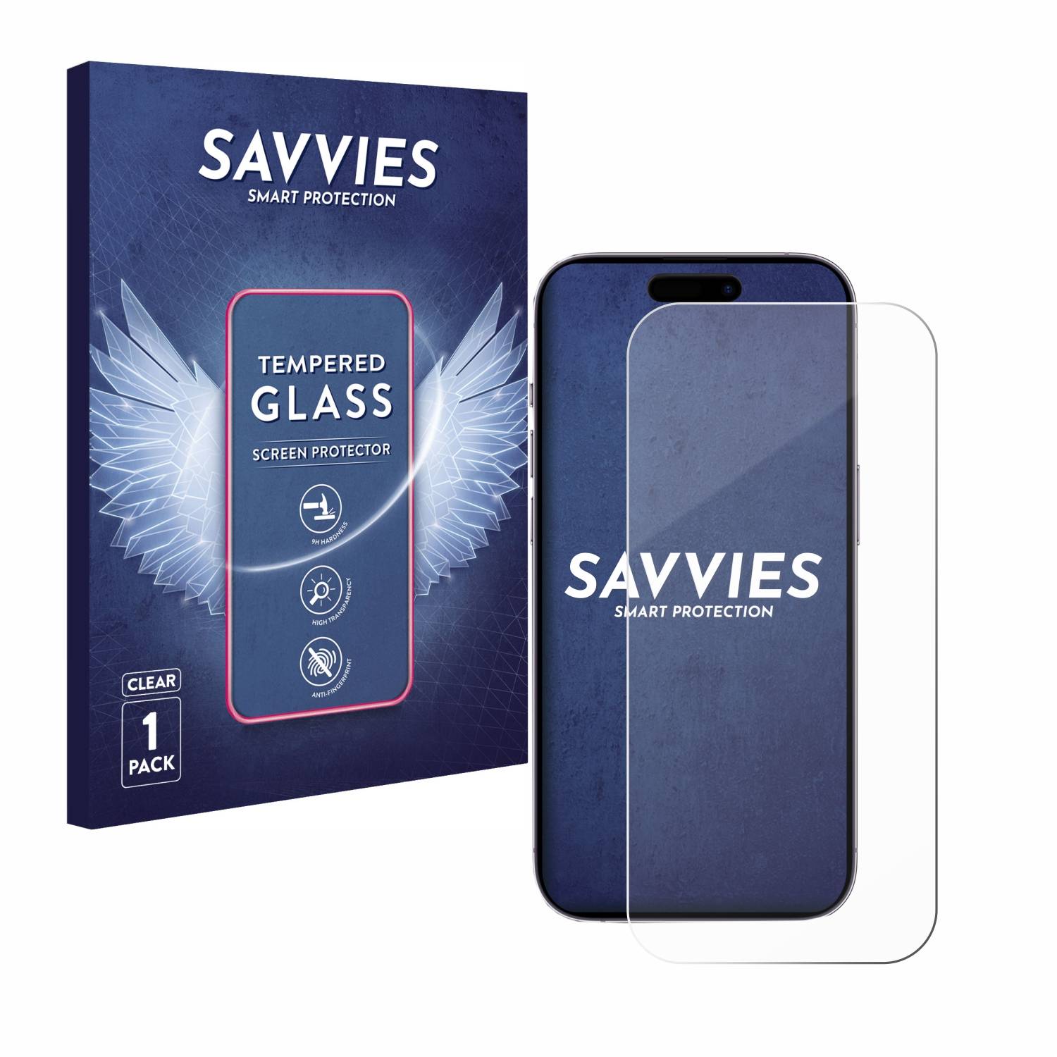 Savvies Clear Schutzglas für Apple iPhone 14 Pro
