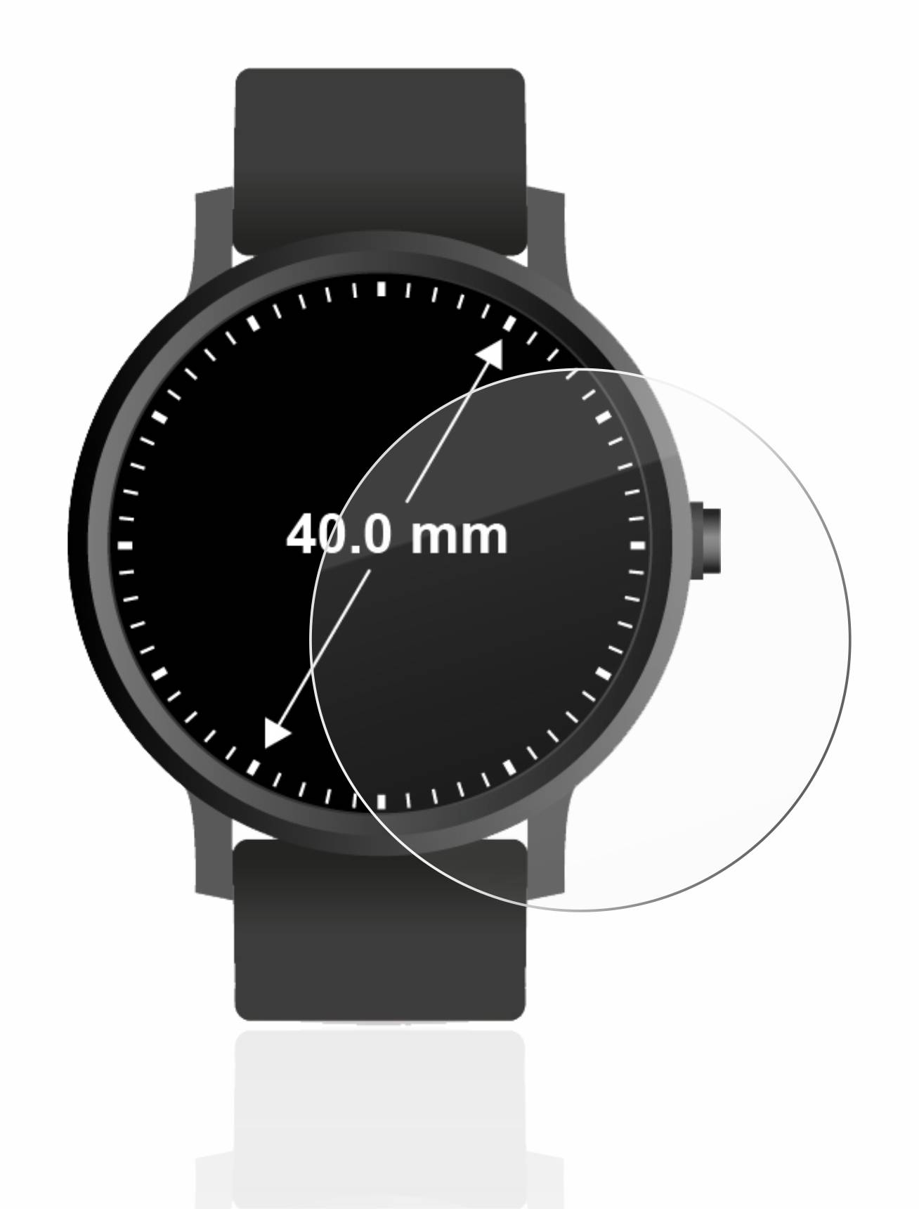 BROTECT AirGlass Glas Schutz-Folie für Armbanduhren (Kreisrund, ø: 40 mm) - Schutzglas