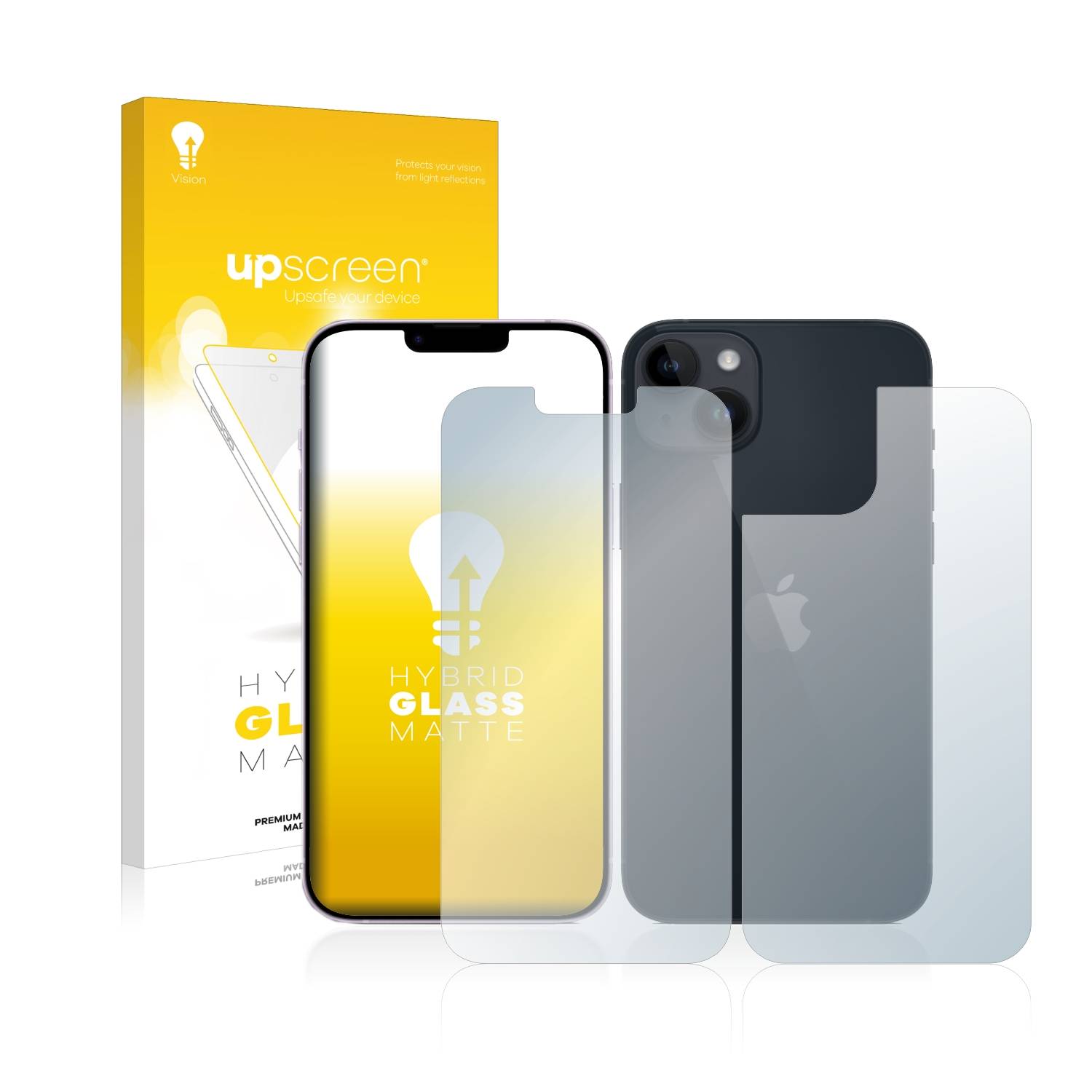 upscreen Hybrid Glas Matt Panzer-Folie für Apple iPhone 14 Plus (Display+Rückseite)