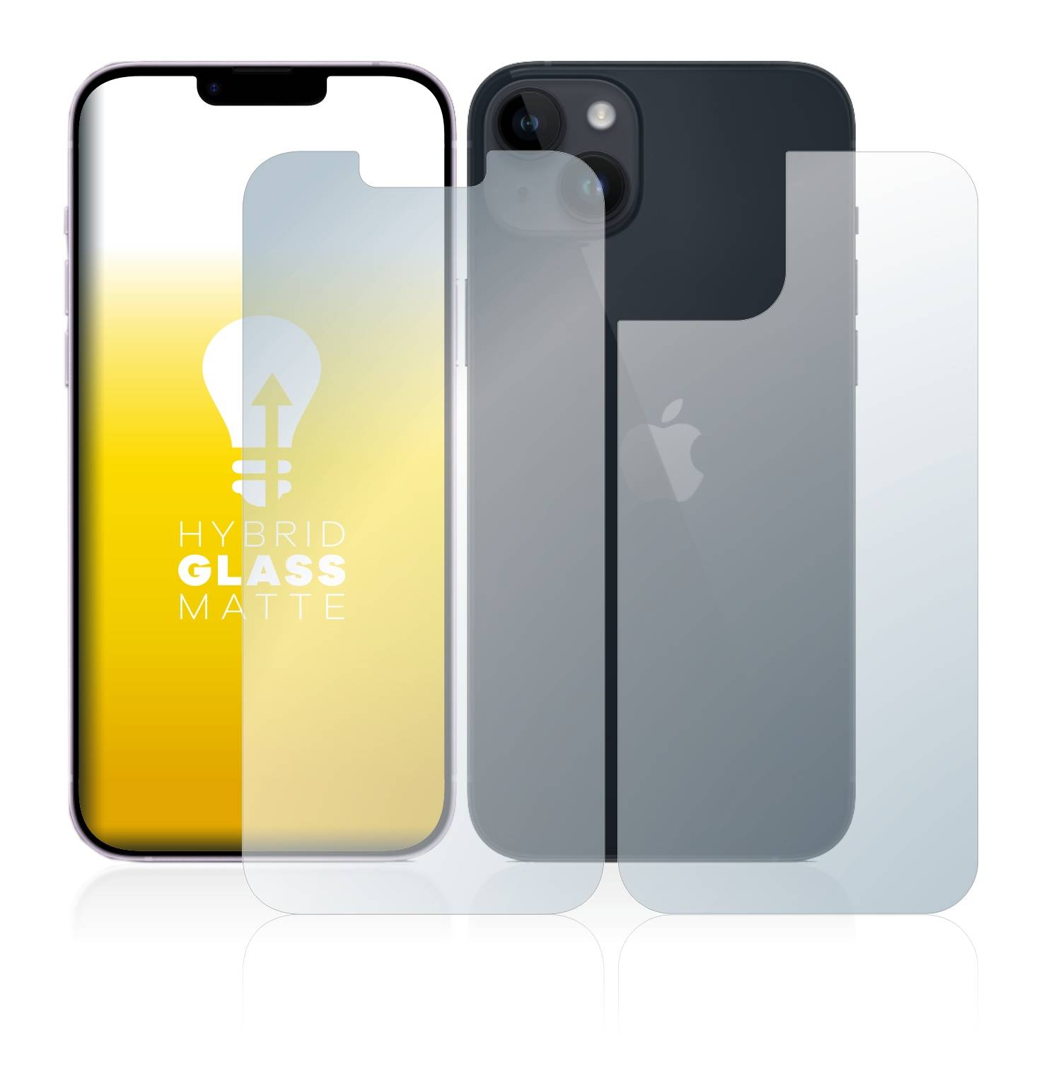 upscreen Hybrid Glas Matt Panzer-Folie für Apple iPhone 14 Plus (Display+Rückseite)