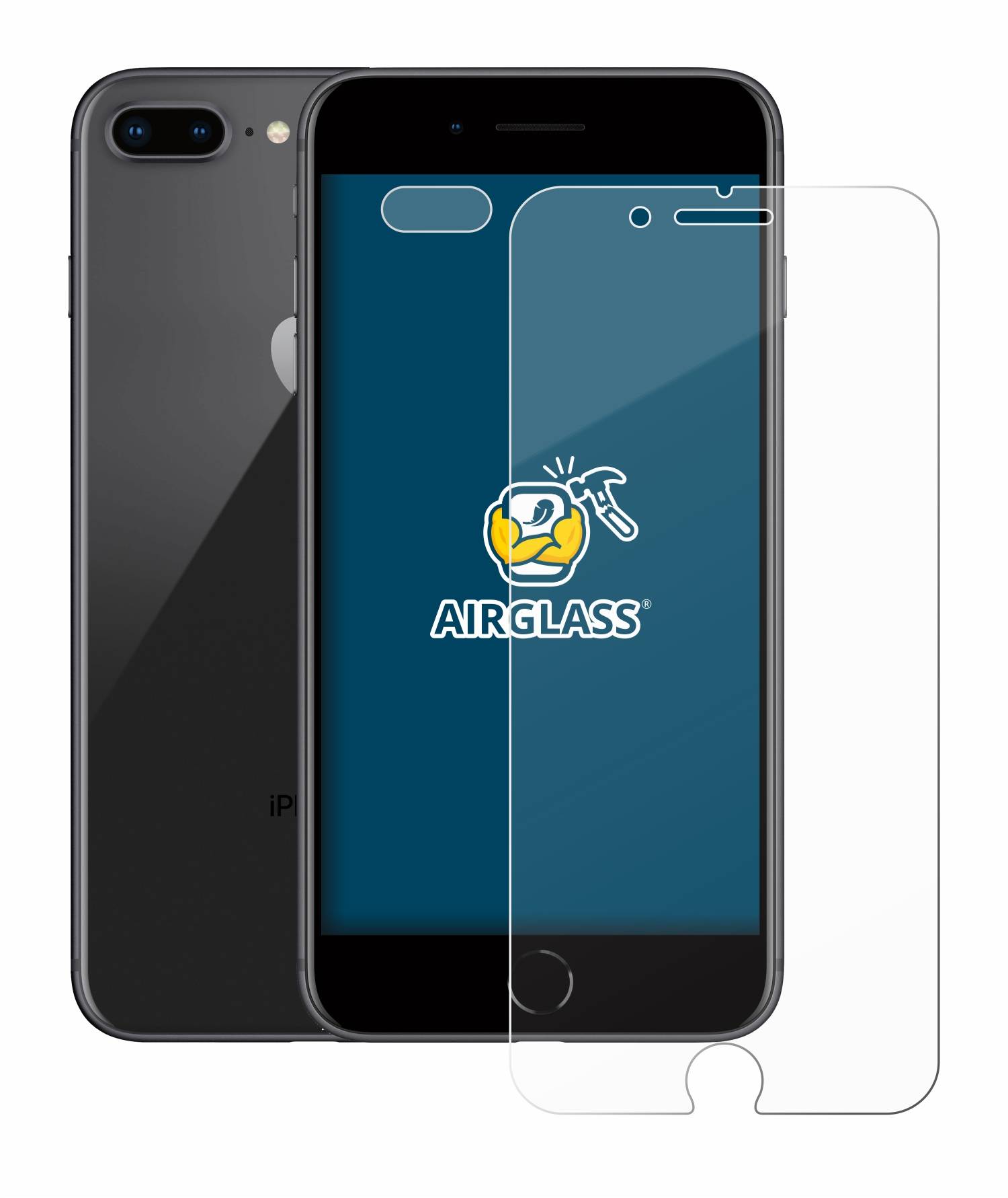 BROTECT AirGlass Glas Panzer-Folie für Apple iPhone 8 Plus (Display+Kamera) - Schutzglas