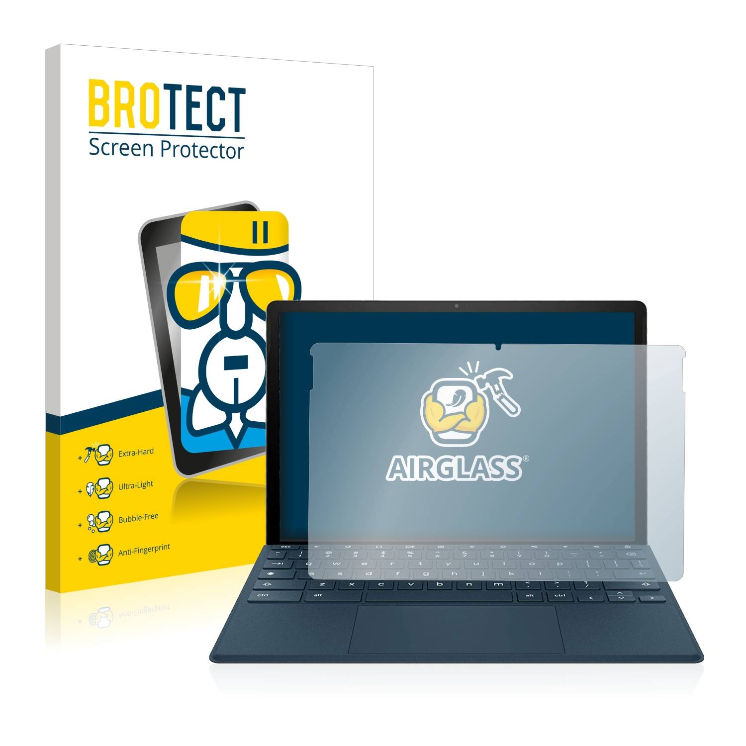 BROTECT AirGlass Flexible Schutz Glas Folie für HP Chromebook x2 11 Klar Transparent