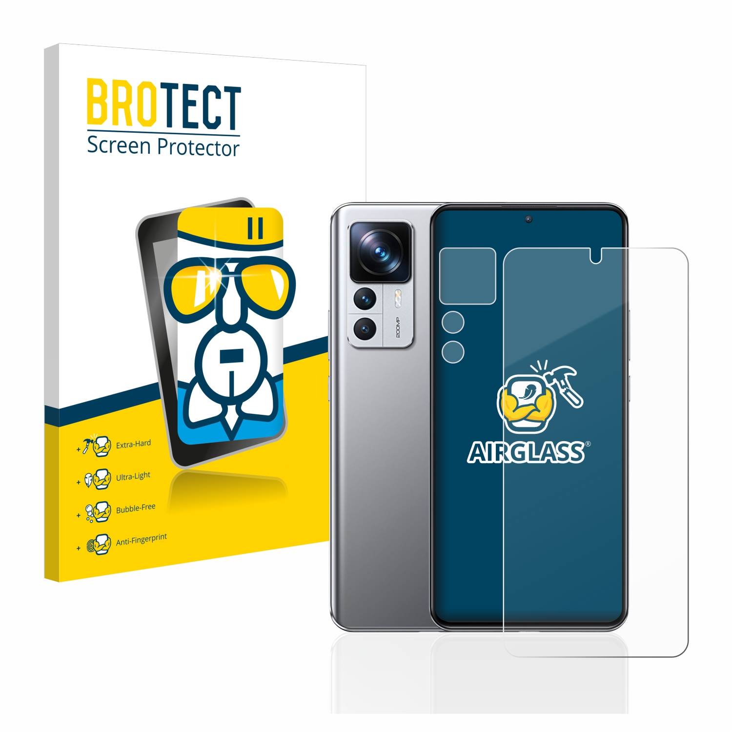 BROTECT AirGlass Glas Panzer-Folie für Xiaomi 12T Pro (Display+Kamera) - Schutzglas