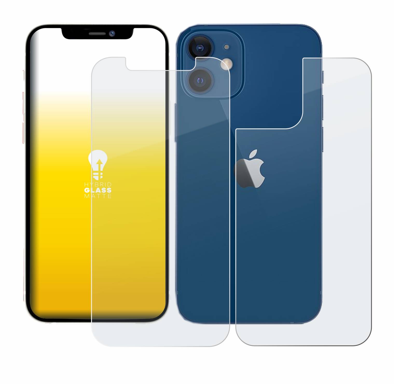 upscreen Hybrid Glas Matt Schutz-Folie für Apple iPhone 12 (Display+Rückseite)