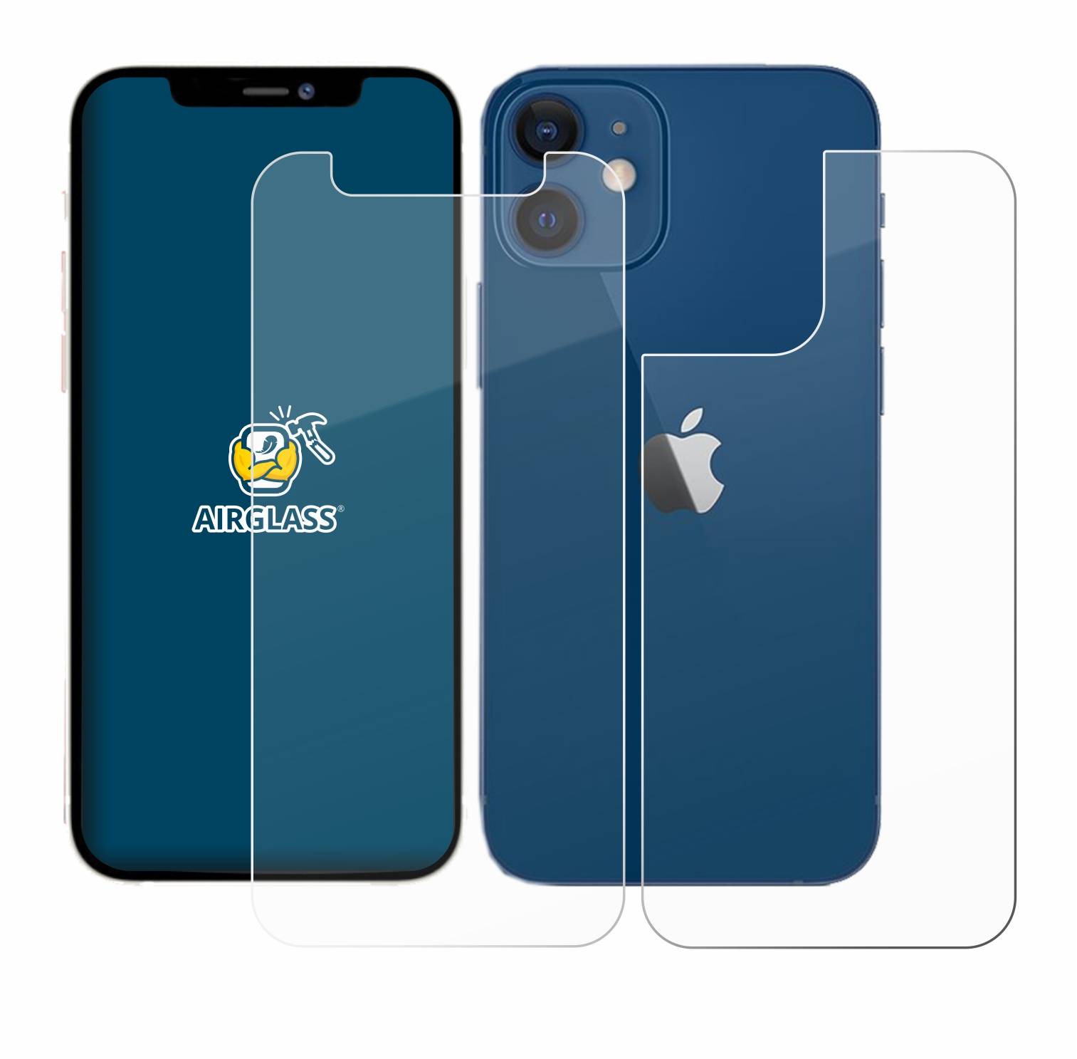 BROTECT AirGlass Glas Panzer-Folie für Apple iPhone 12 mini (Display+Rückseite) - Schutzglas