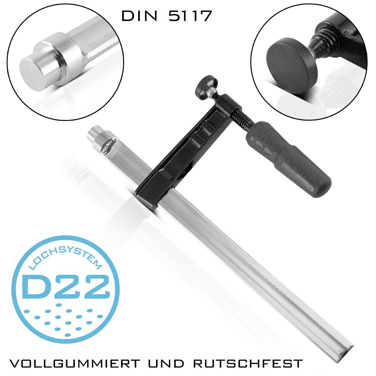 STAHLWERK Spannzwinge für Schweißtische 80 x 300 mm mit D 22 mm Lochsystem