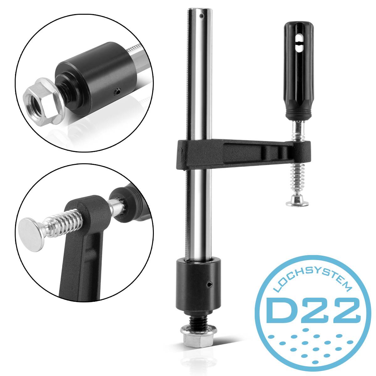 STAHLWERK Spannzwinge / Schraubzwinge 80 x 200 mm mit Fixierbolzen, Anschlag