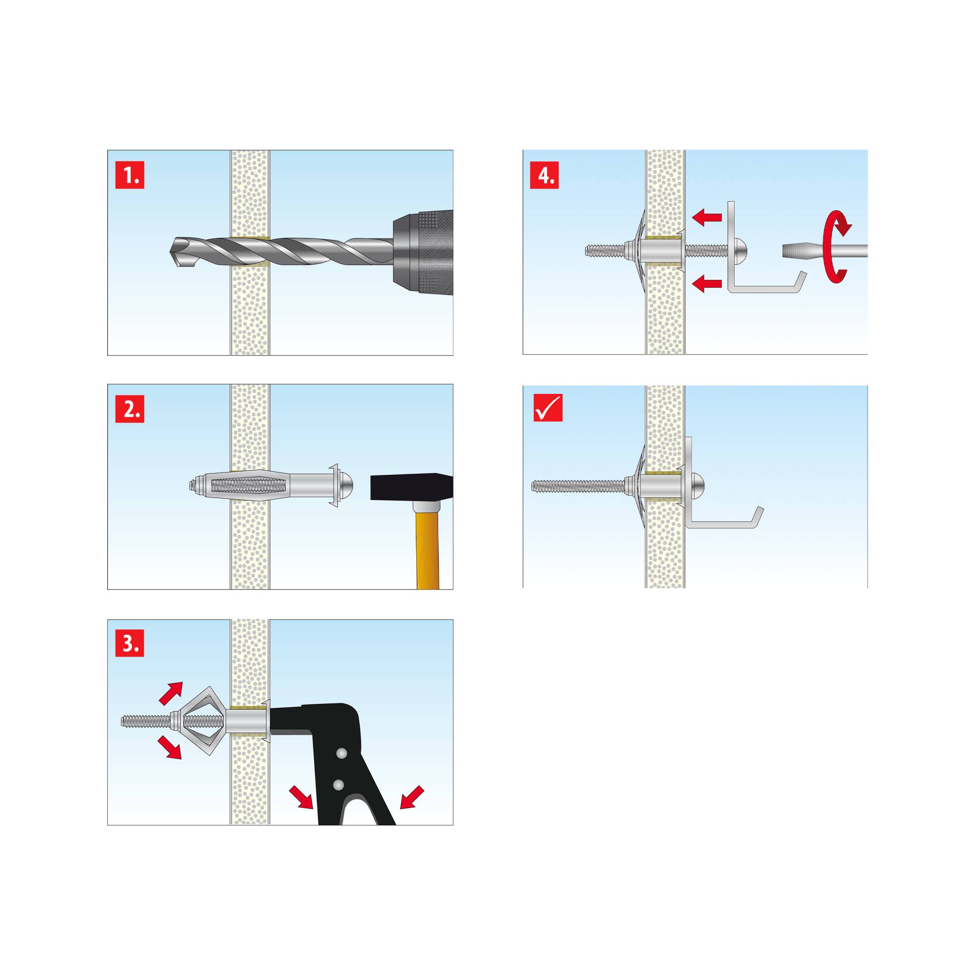 TOX Metall-Hohlraumdübel Acrobat Klappdübel mit Schraube M4x38 mm Kleinpack - 25 Stück