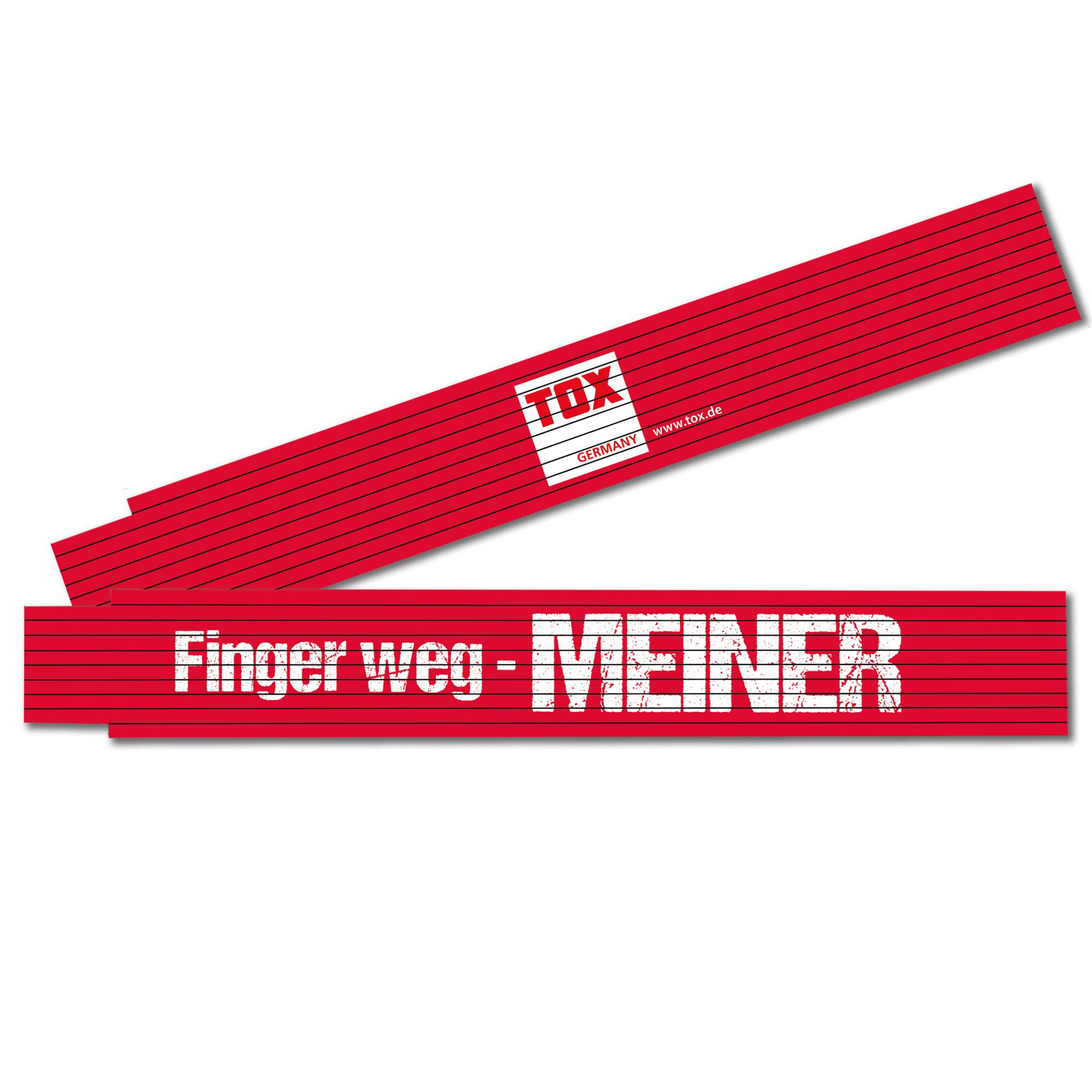 TOX Meterstab Zollstock Gliedermaßstab mit Aufdruck "Finger weg - MEINER"