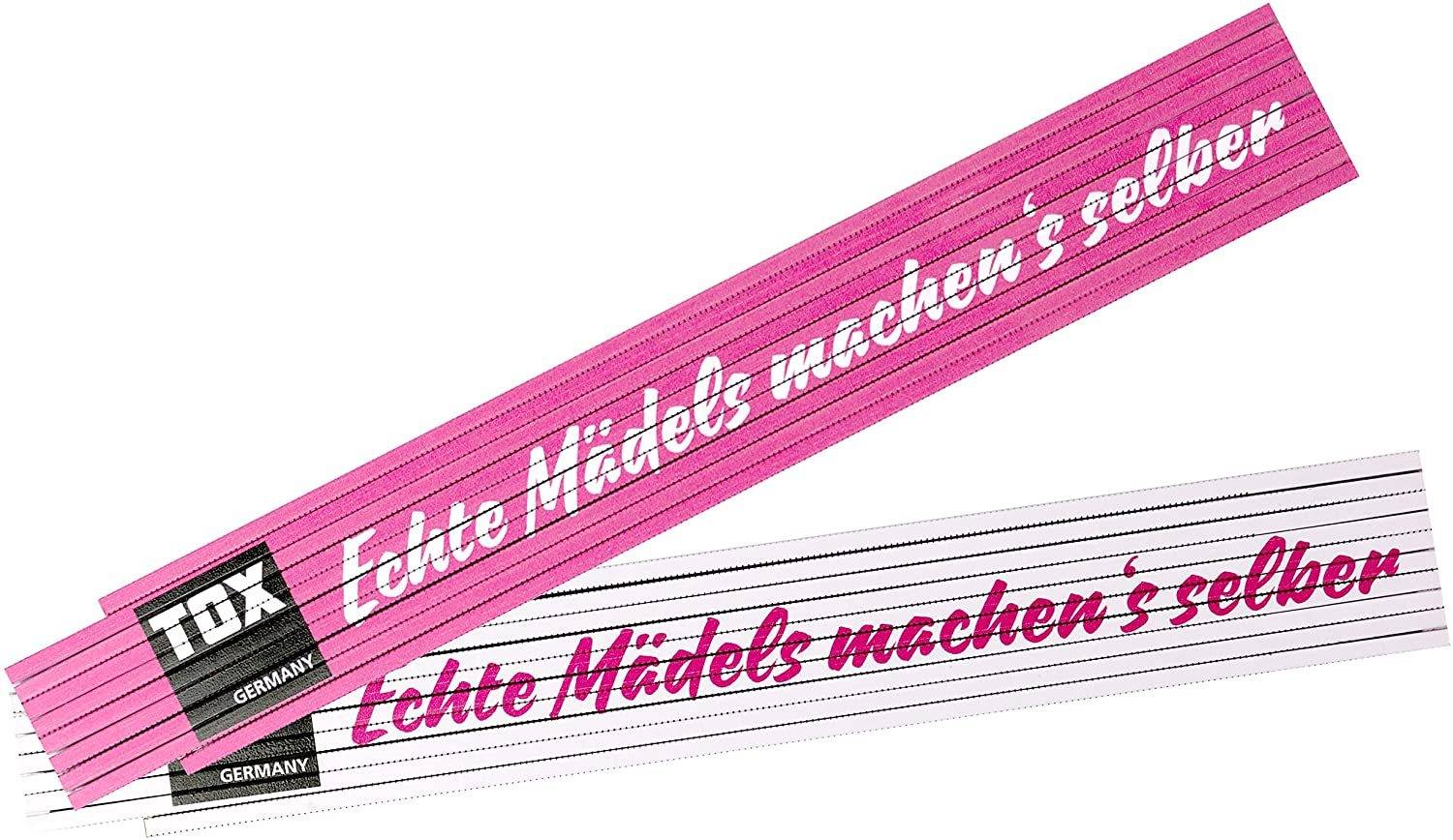 TOX Meterstab Zollstock Gliedermaßstab mit Aufdruck "Echte Mädels machens selbst"
