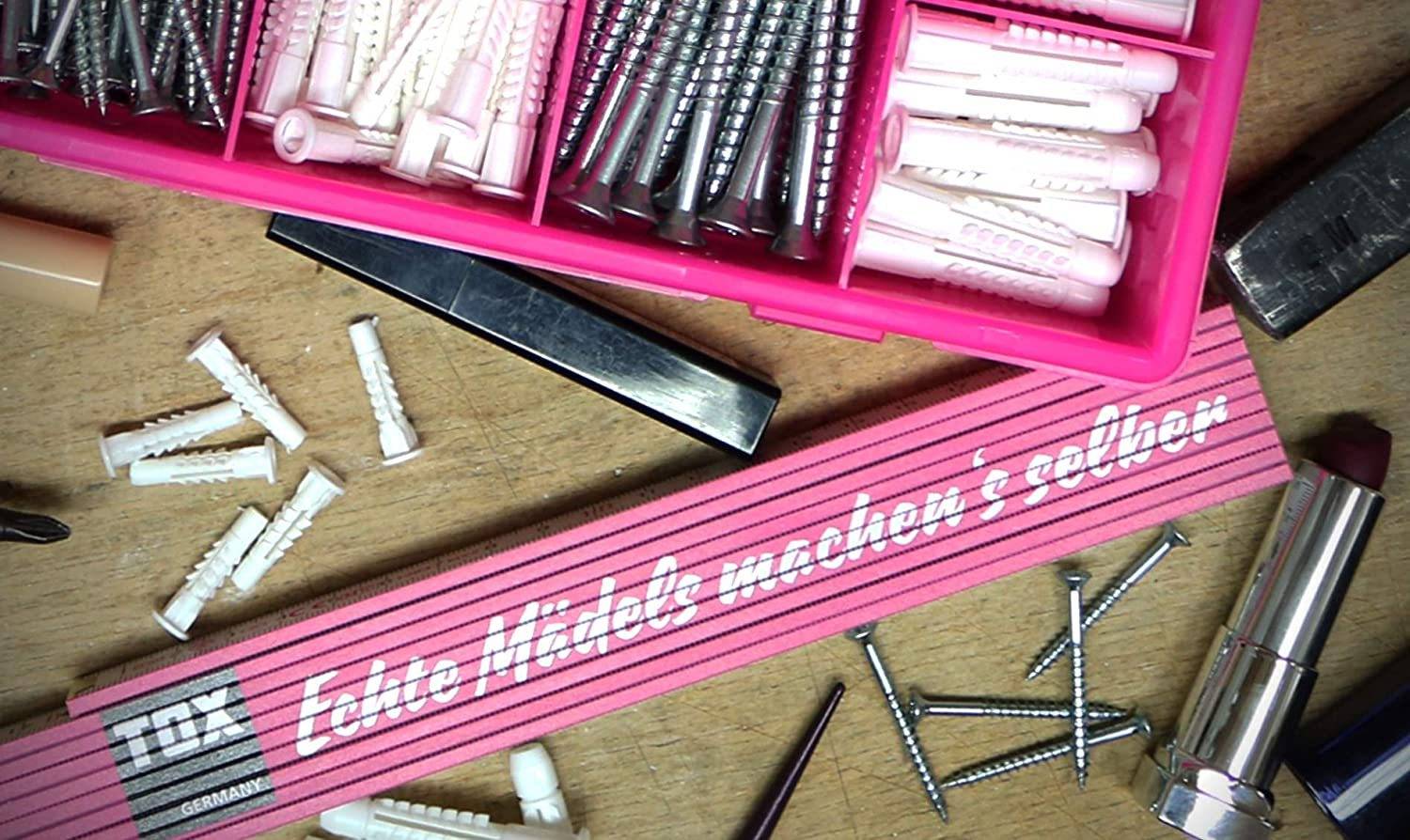 TOX Meterstab Zollstock Gliedermaßstab mit Aufdruck "Echte Mädels machens selbst"