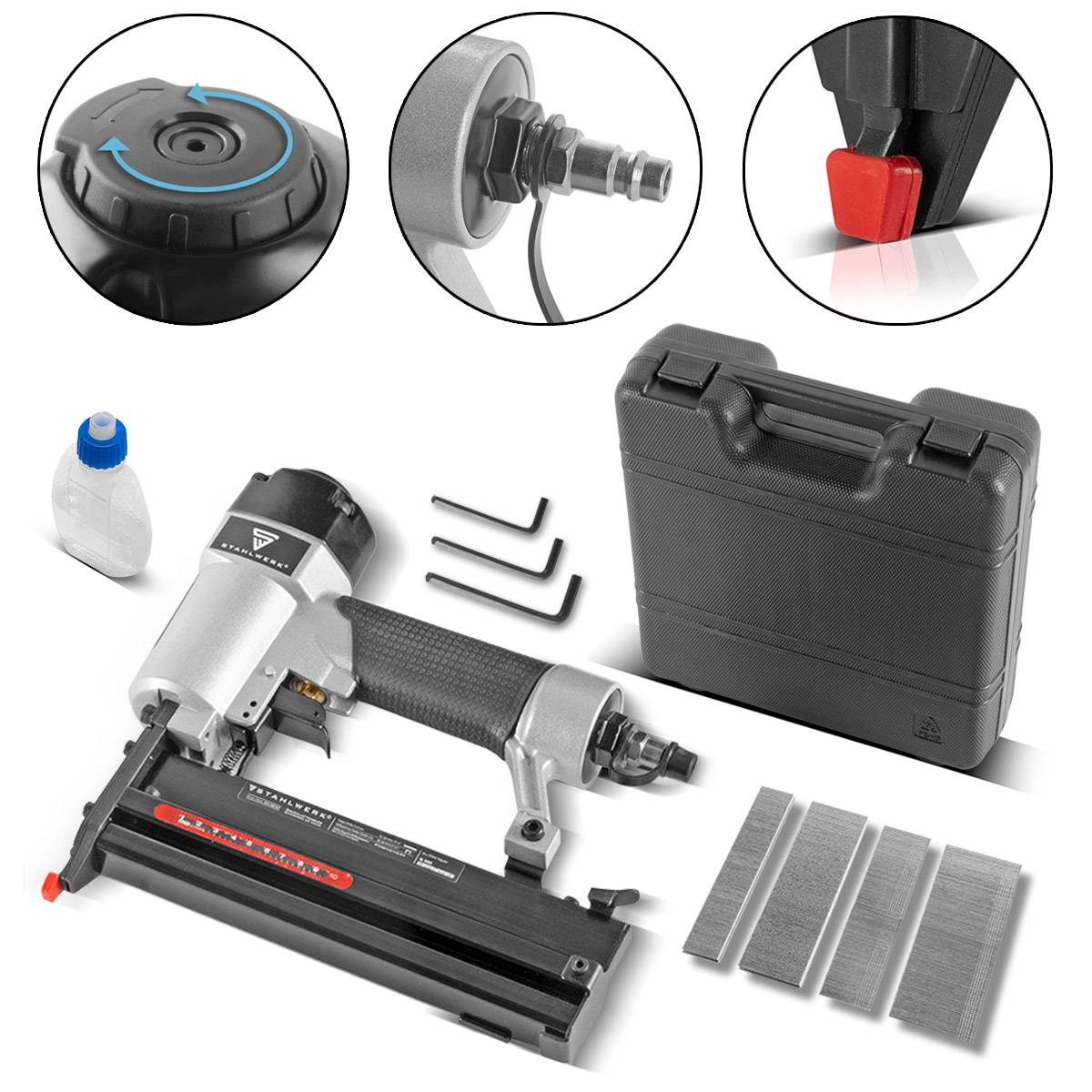 STAHLWERK Druckluft Nagler DN-50 ST 2 in 1 mit 5-7 Bar Arbeitsdruck