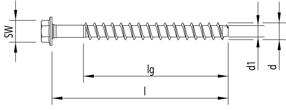 HECO MULTI-MONTI-plus SS Betonschraube Stahl HP-beschichtet Sechskantkopf mit Scheibe SW13 - 10 x 60 mm - 25 Stück